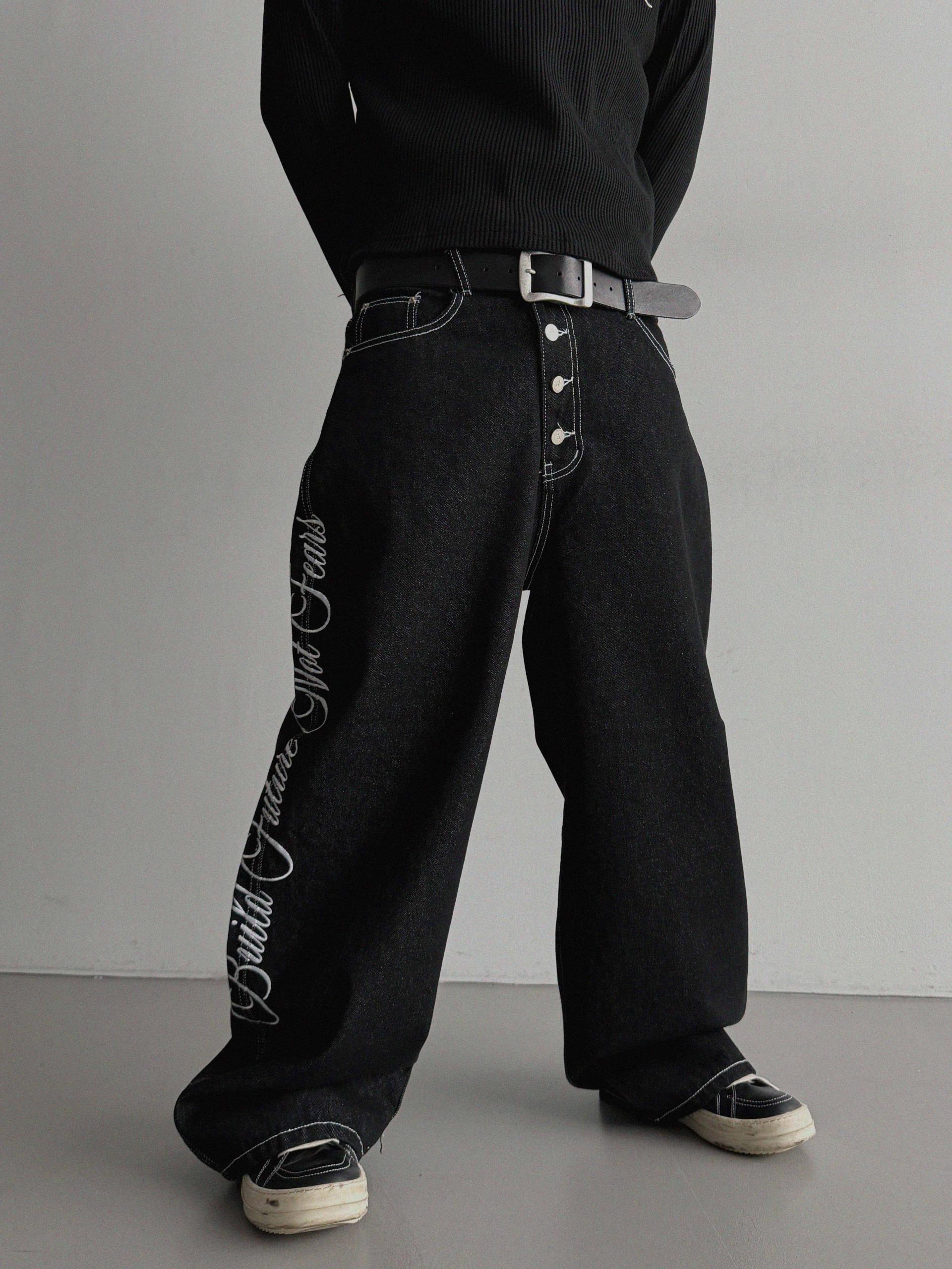 Horse non-fade embroidered denim pants