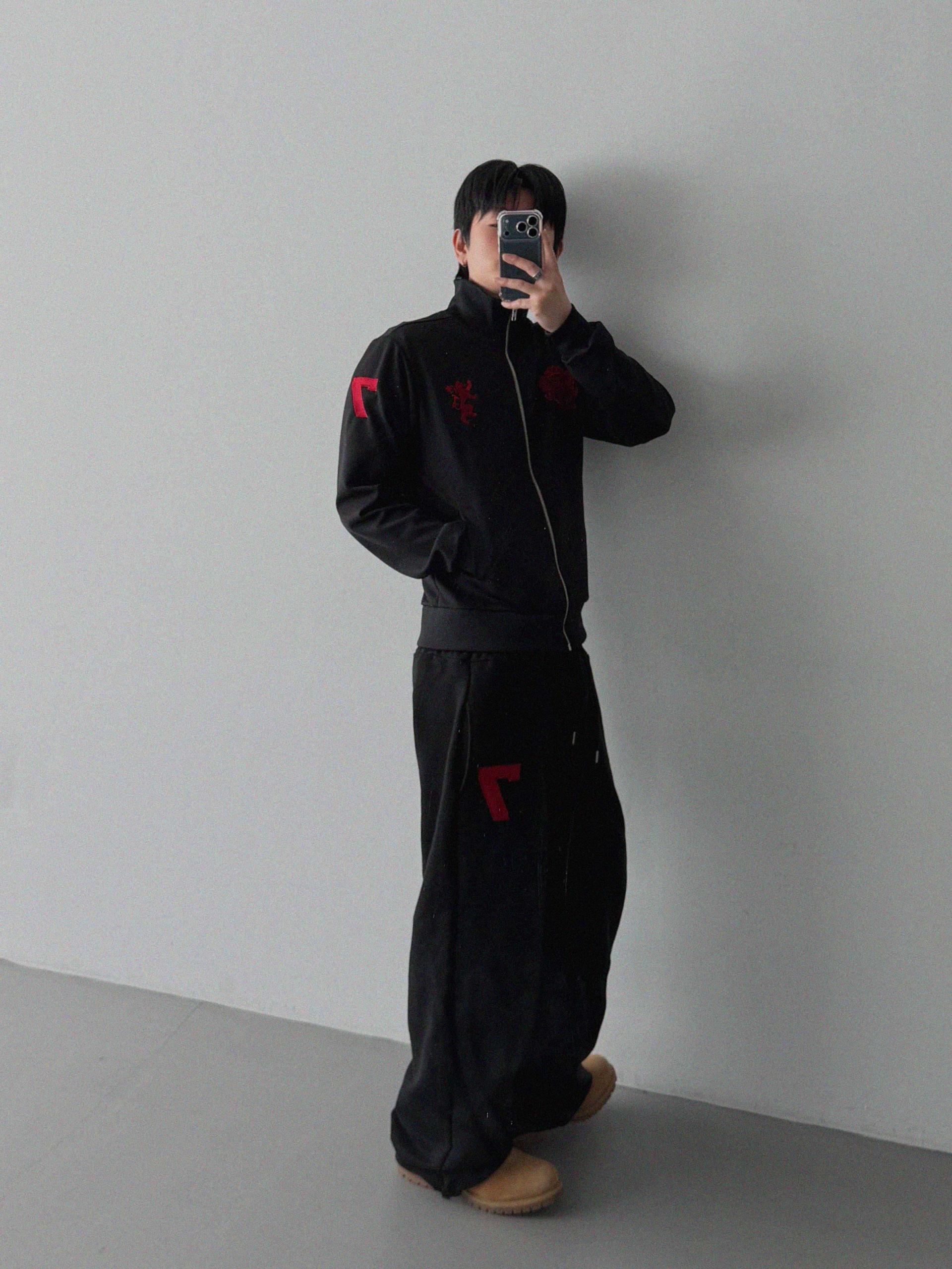 Cor embroidered jersey zip-up
