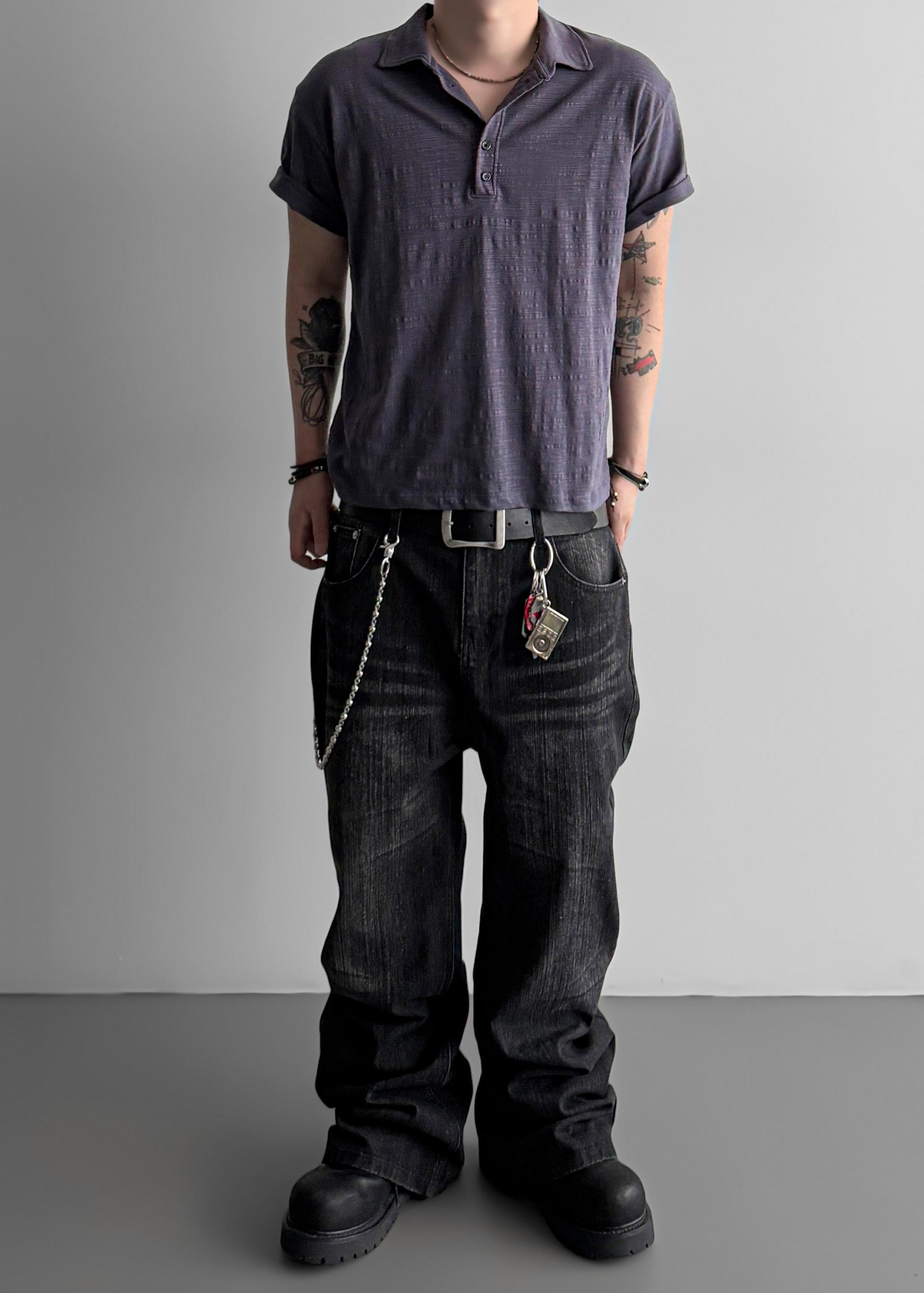 Slub collar half t