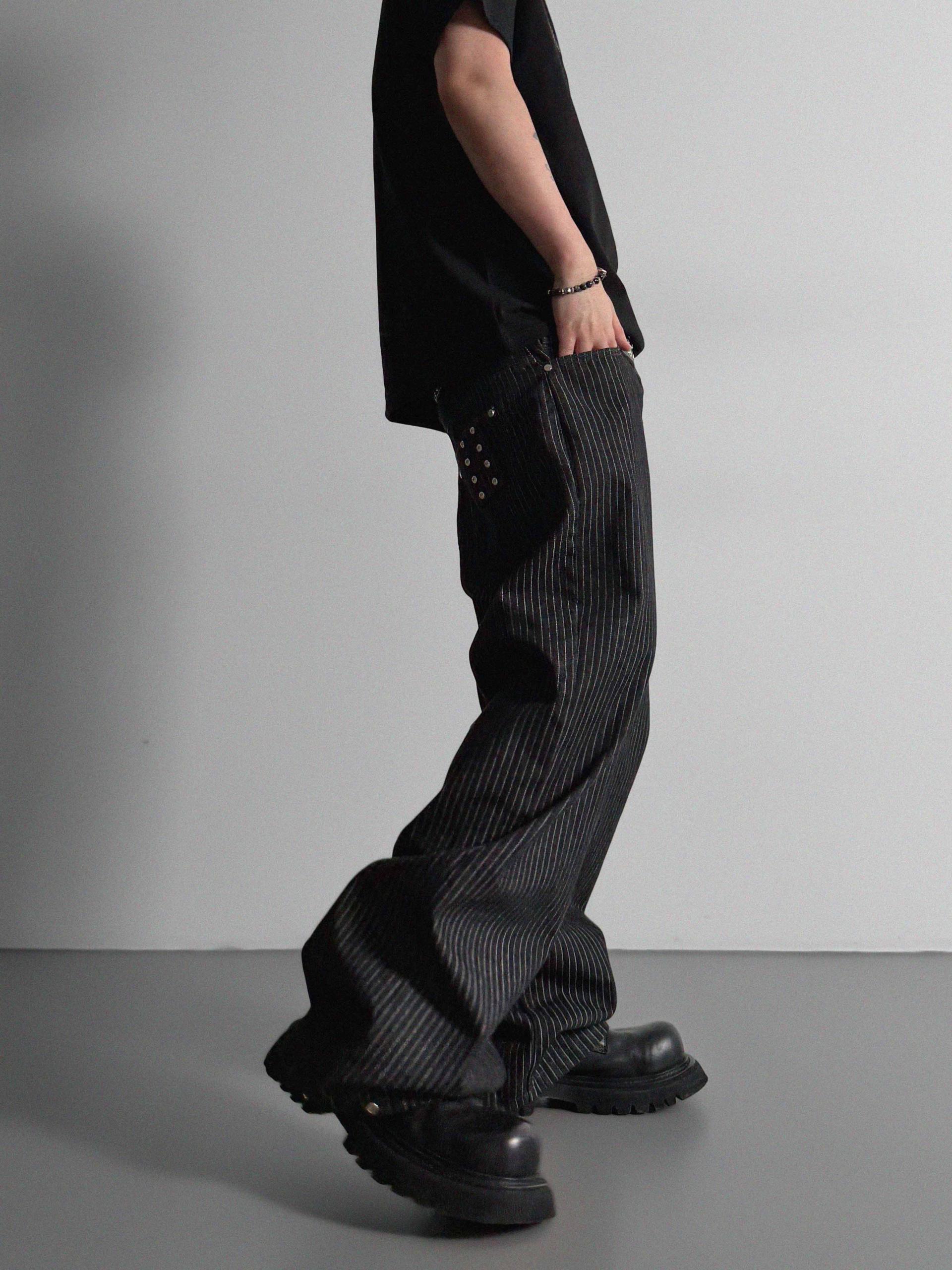Stripe rivet non-faded pants