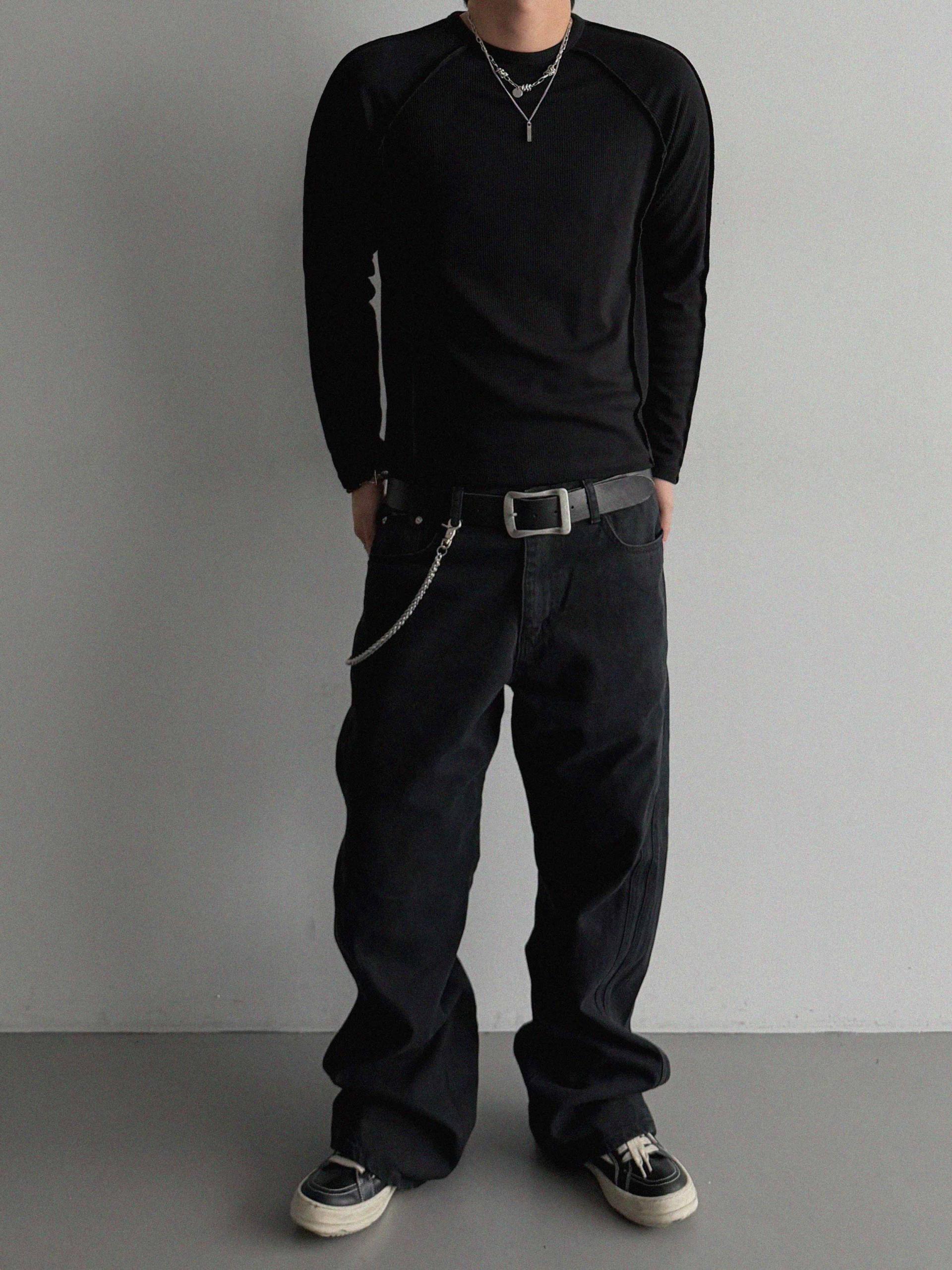 Outside Incision ribbed slim t
