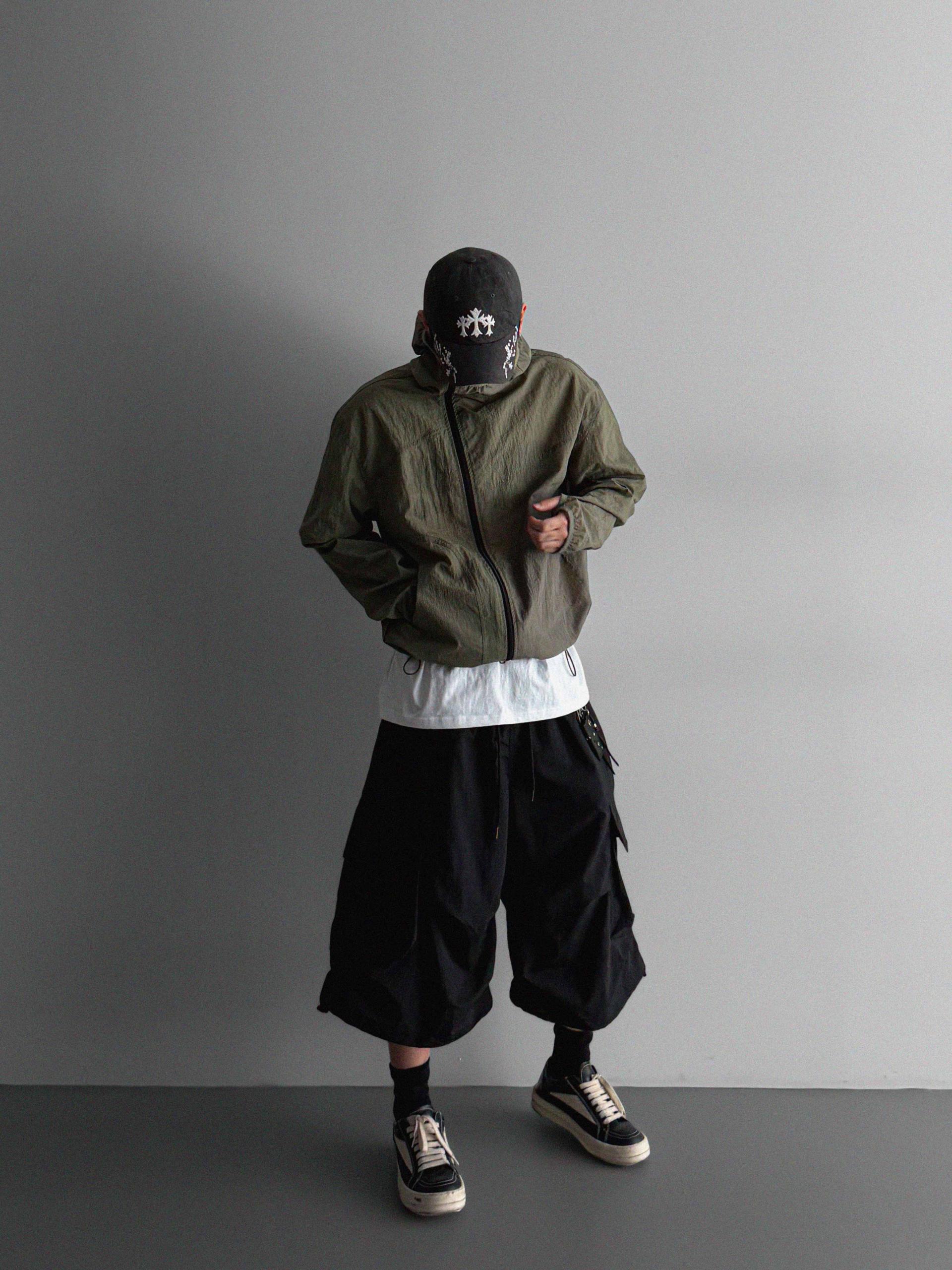 Summer diagonal zipper hood jacket