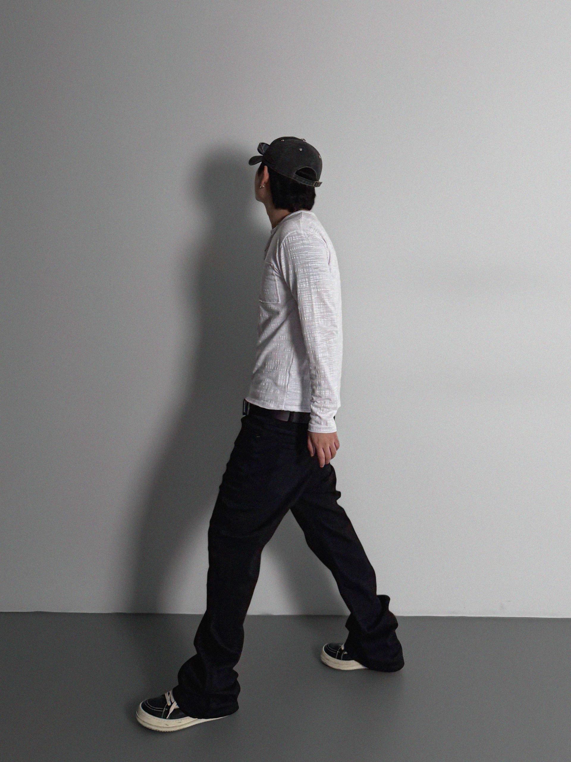 Button slub henley neck slim t