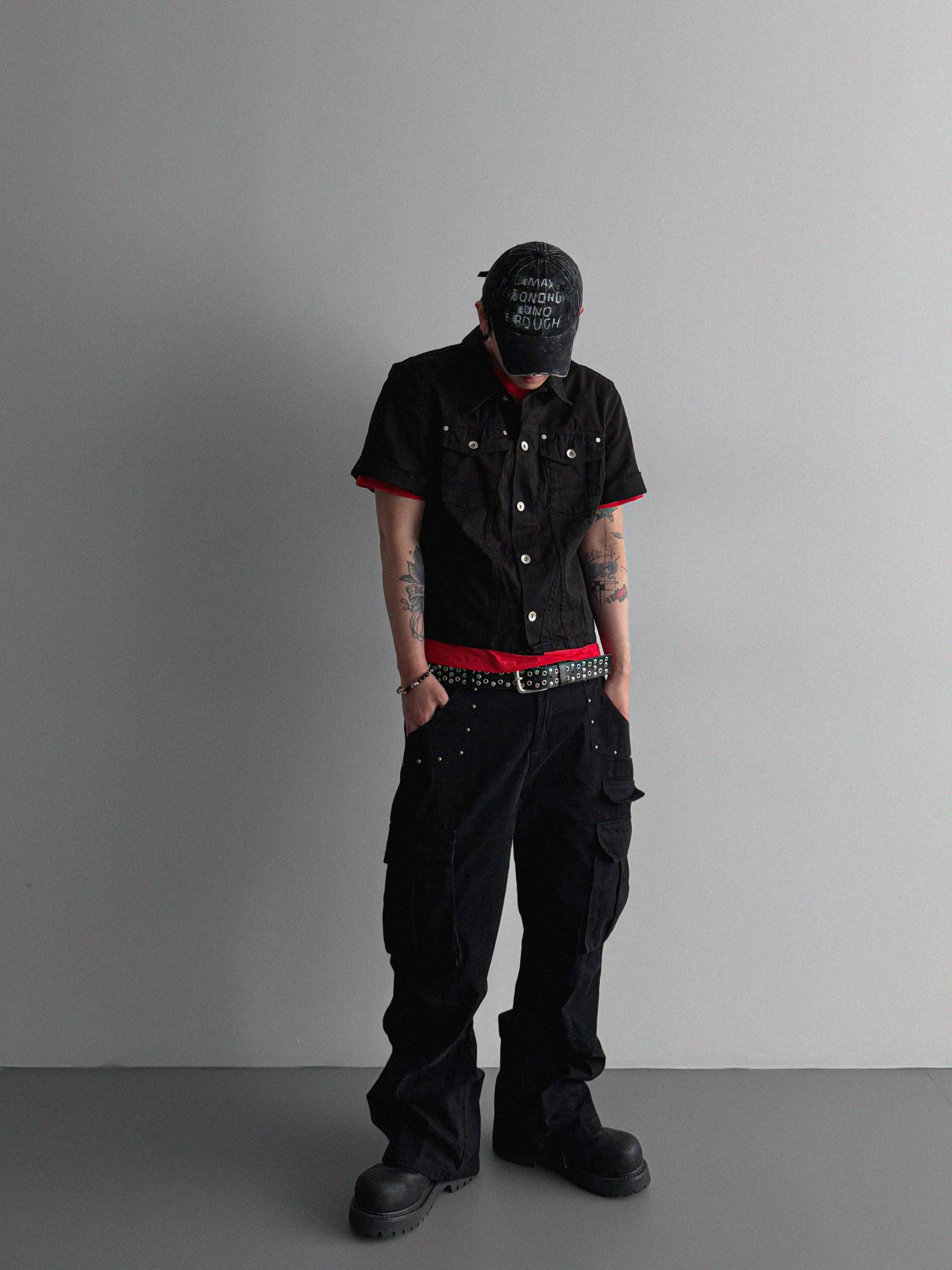 Slash denim half jacket