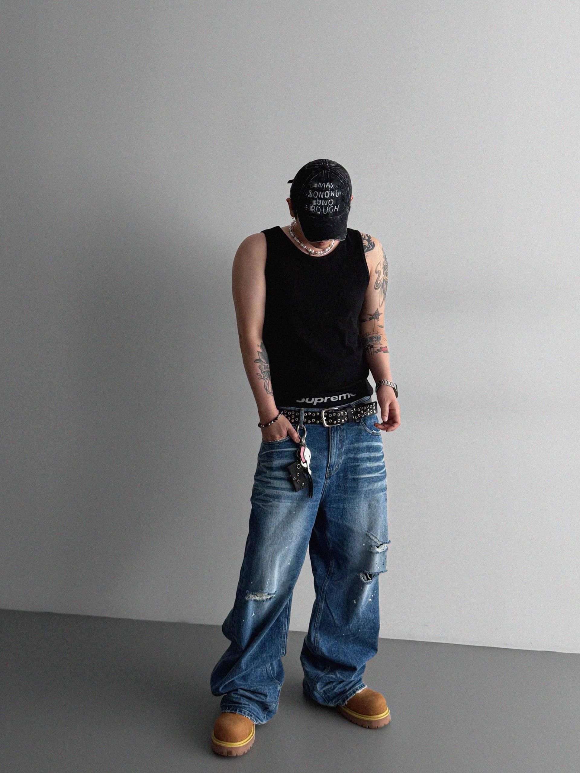 Ver-embo vintage denim pants