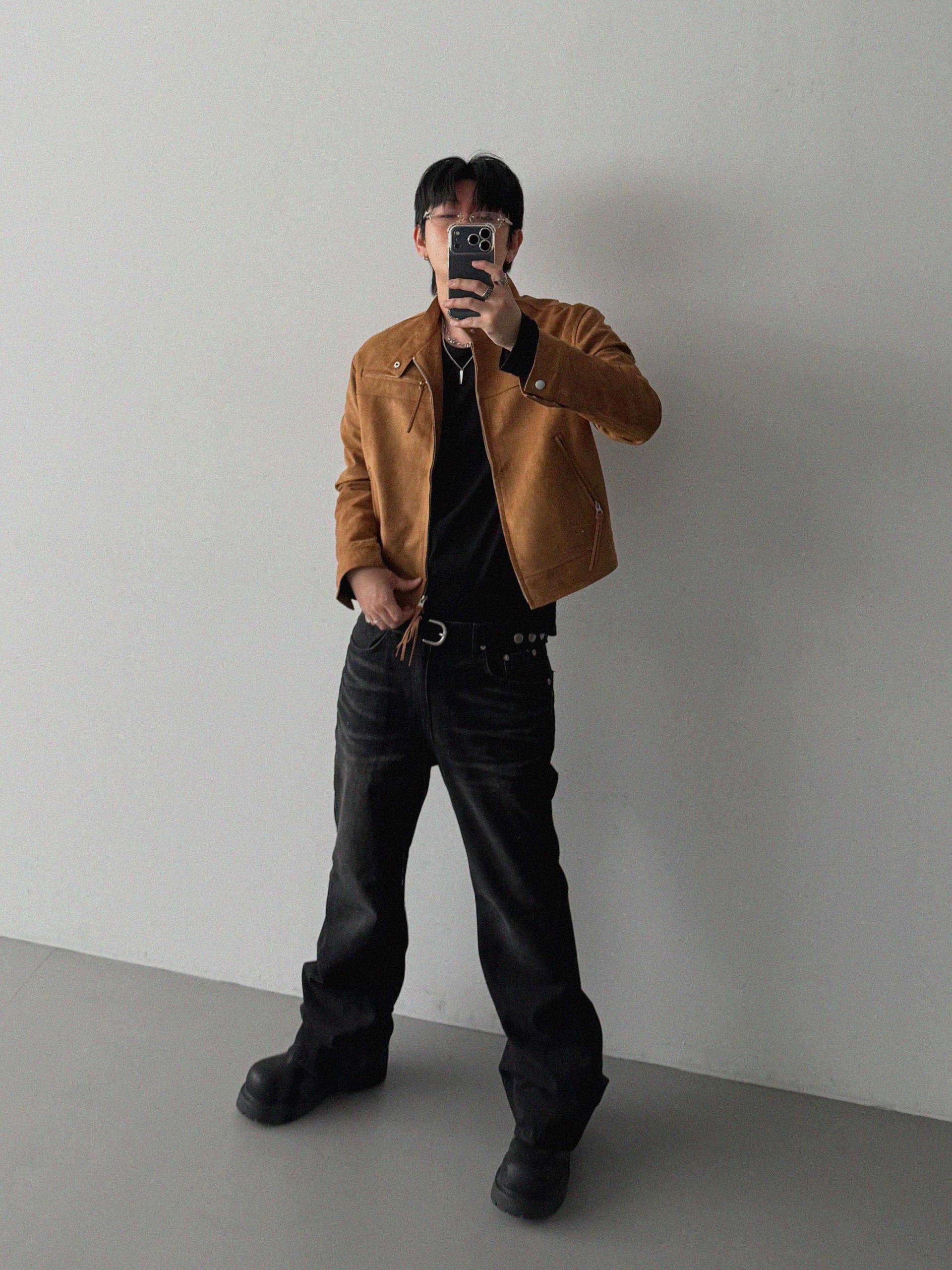 Biker suede crop jacket
