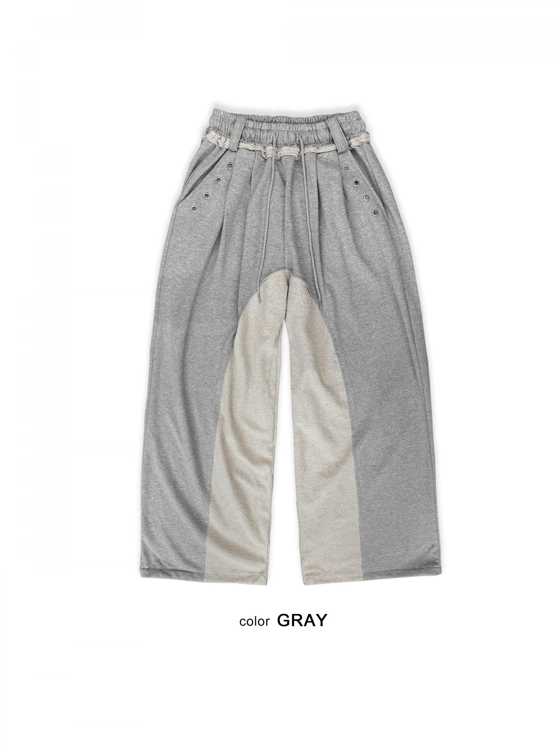 Color blocked eyelet wide sweat pants