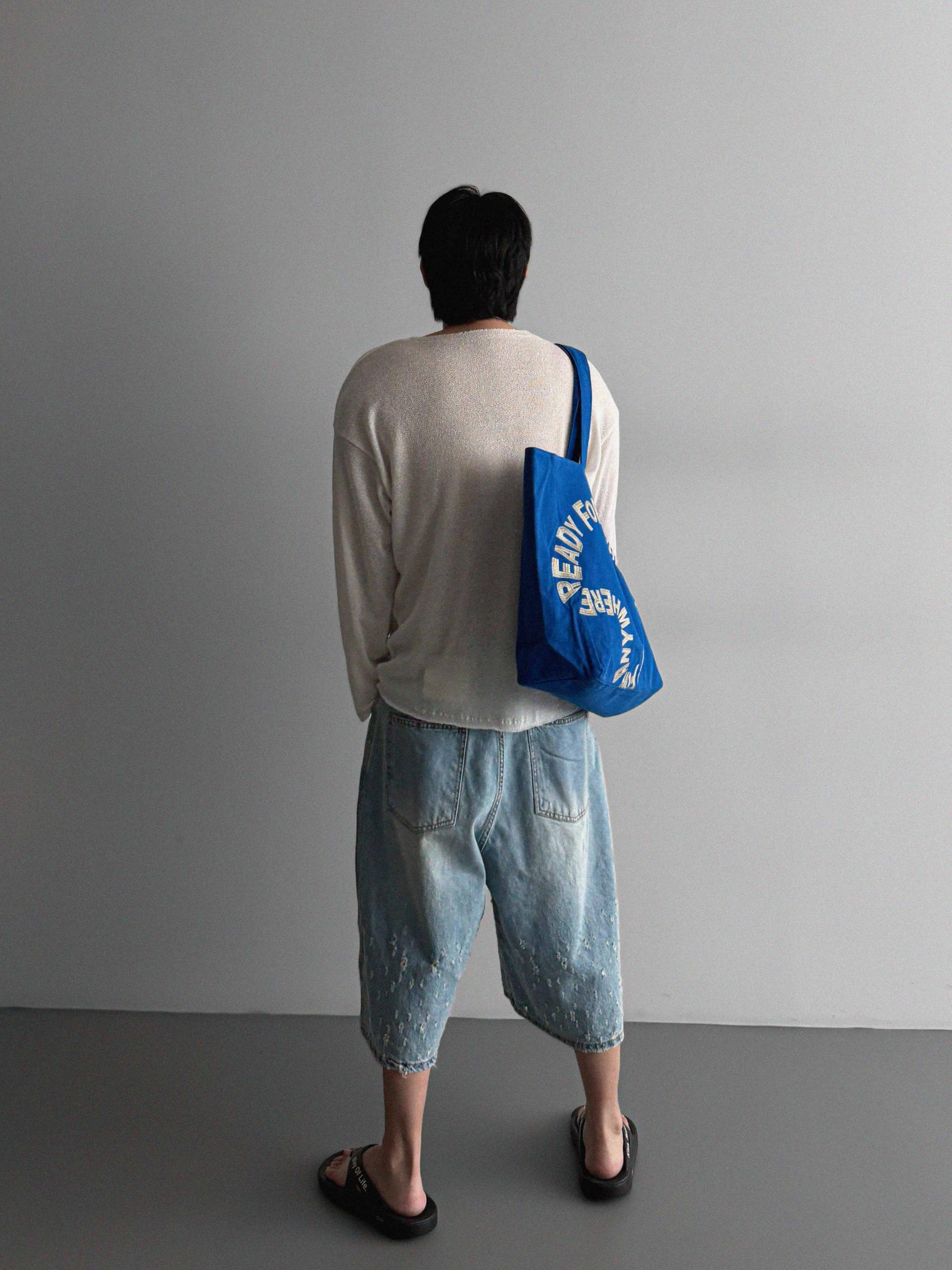 Linen v neck cut out knit