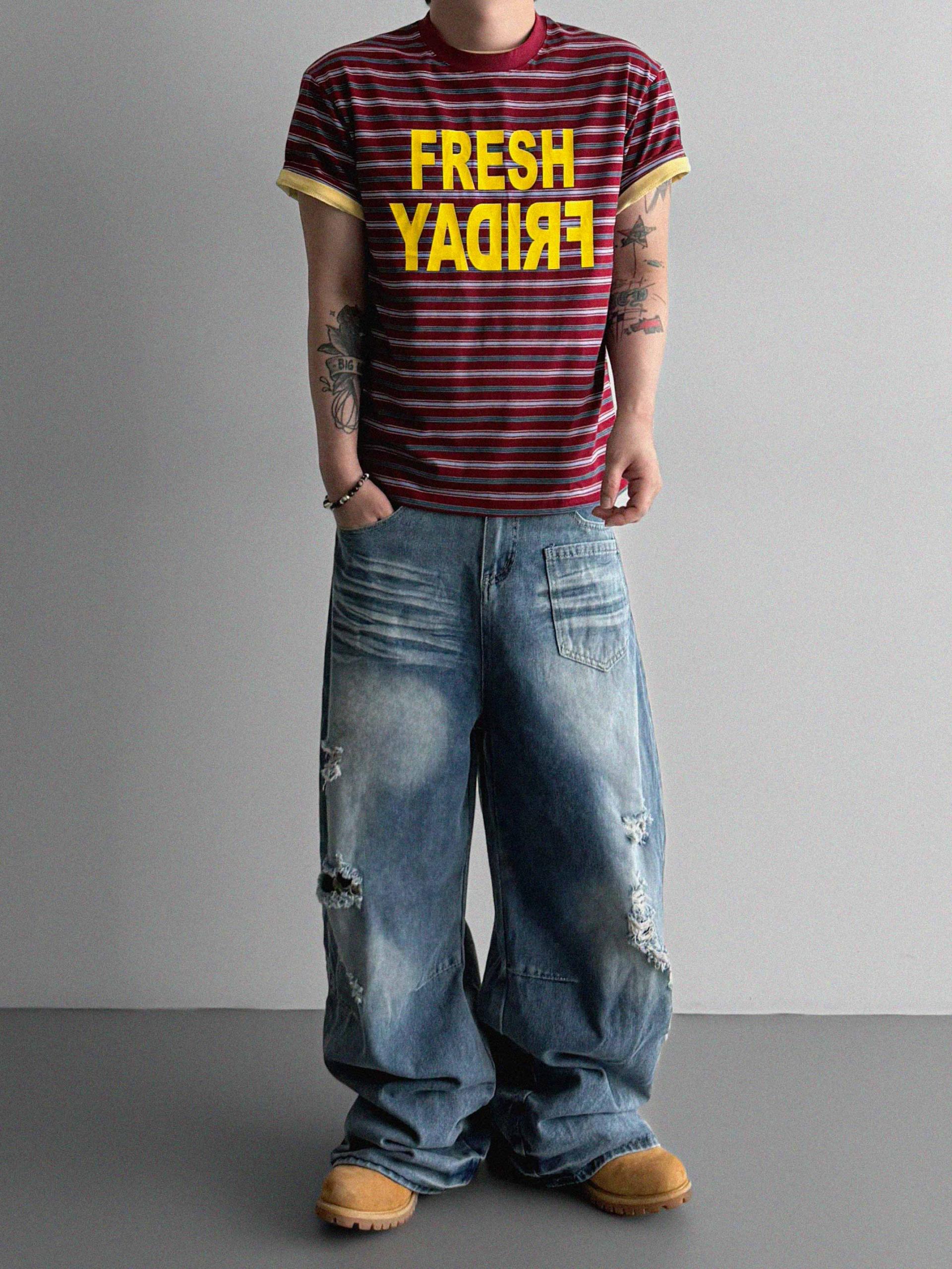 Summer vintage wide denim pants