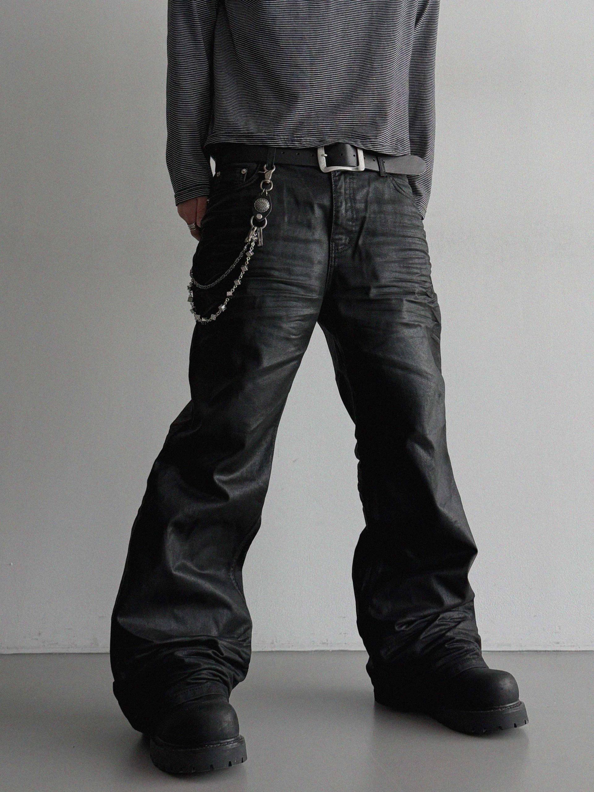 Embo coated semi flare pants