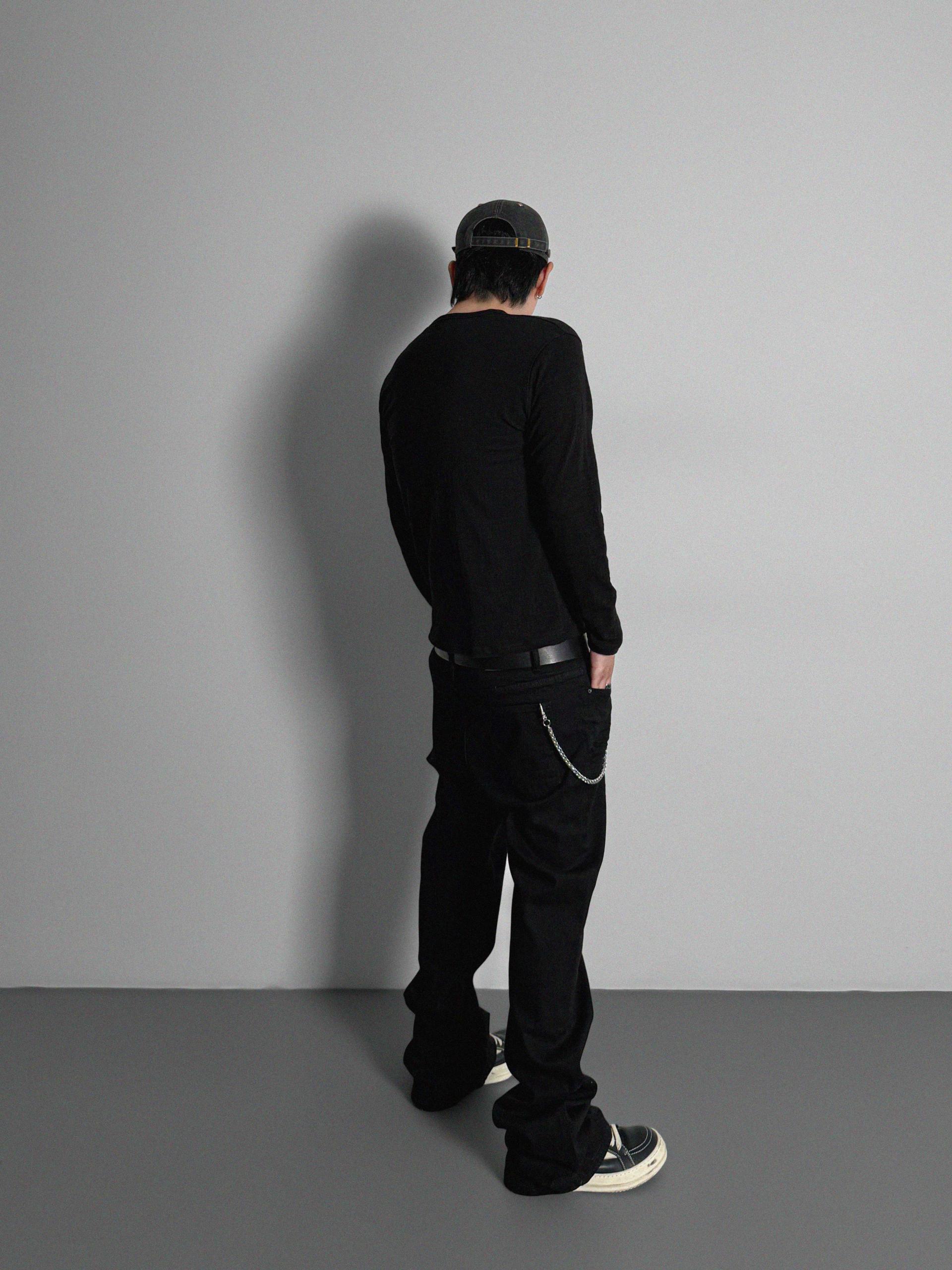 Button slub henley neck slim t