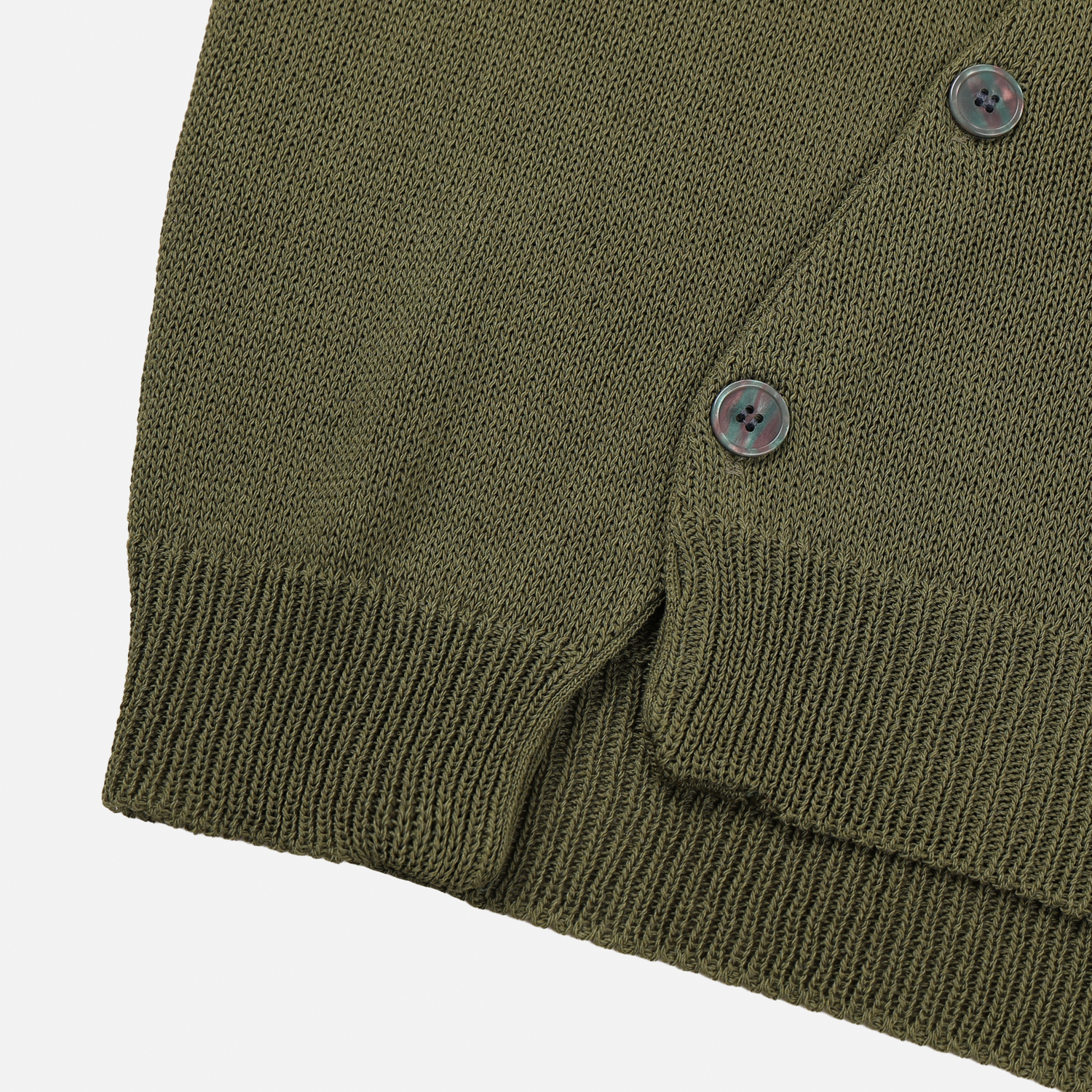 Slit button linen knit