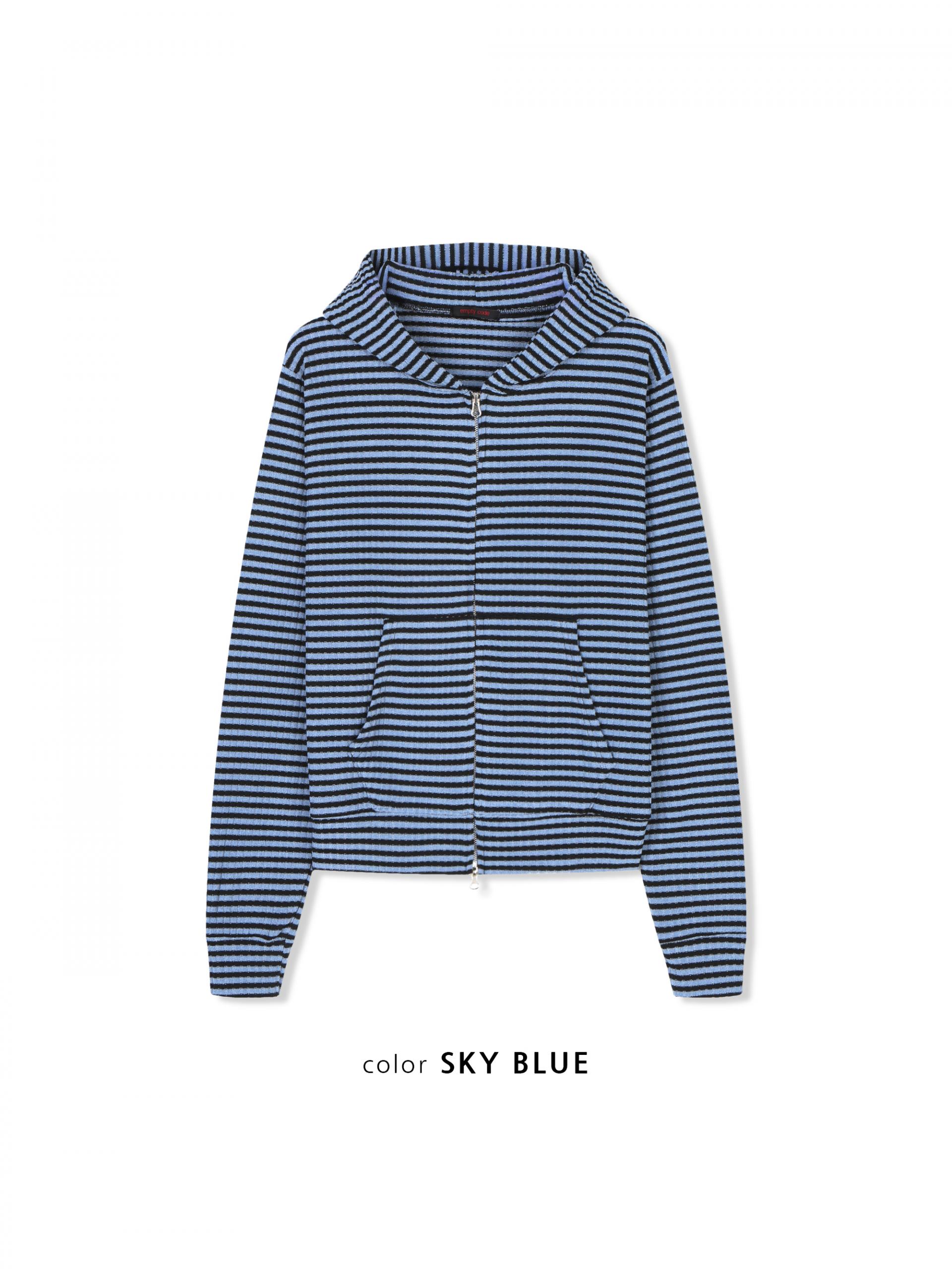 Jenny stripe crop hood zip-up