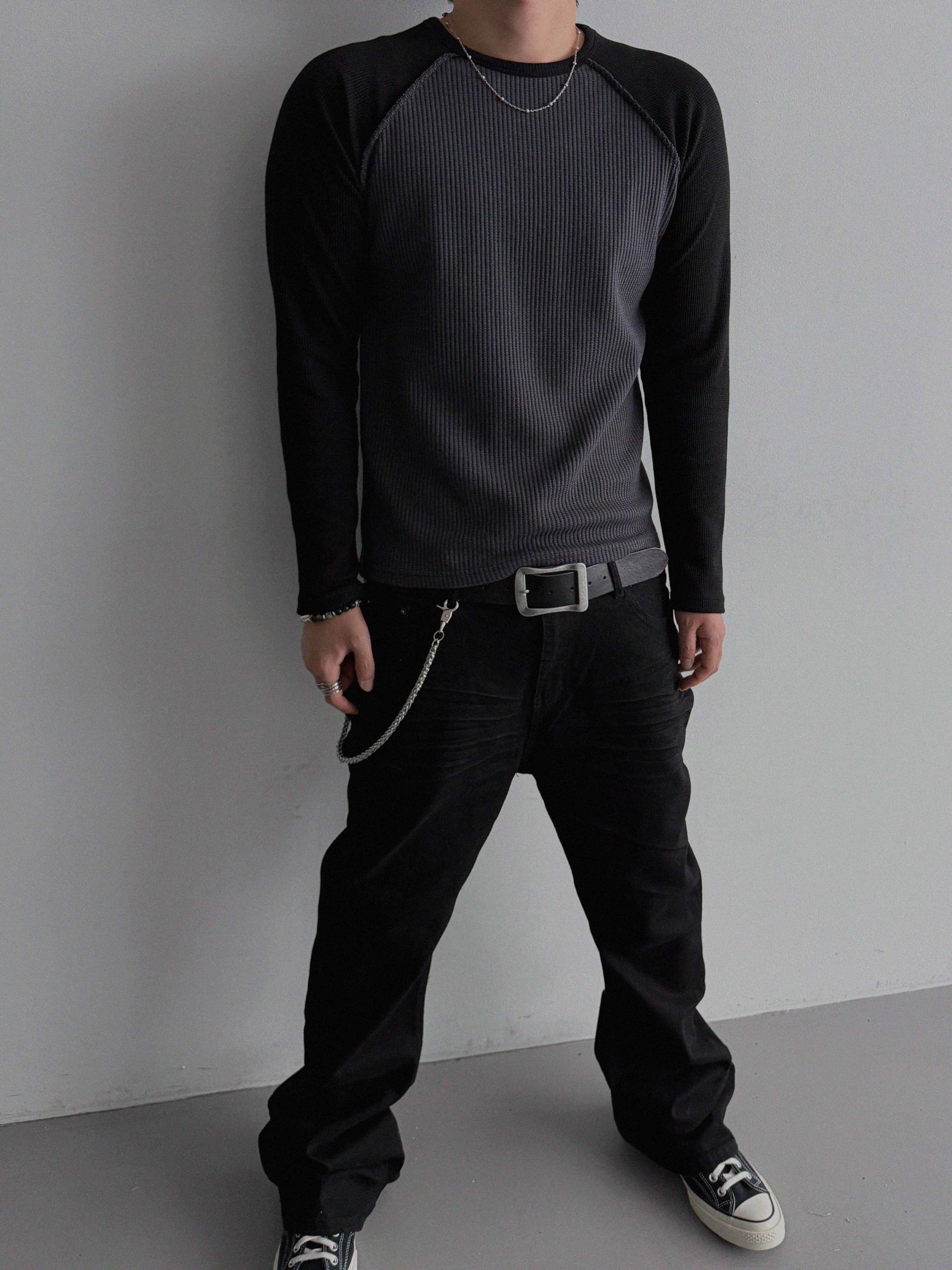 Tukhines waffle slim raglan t