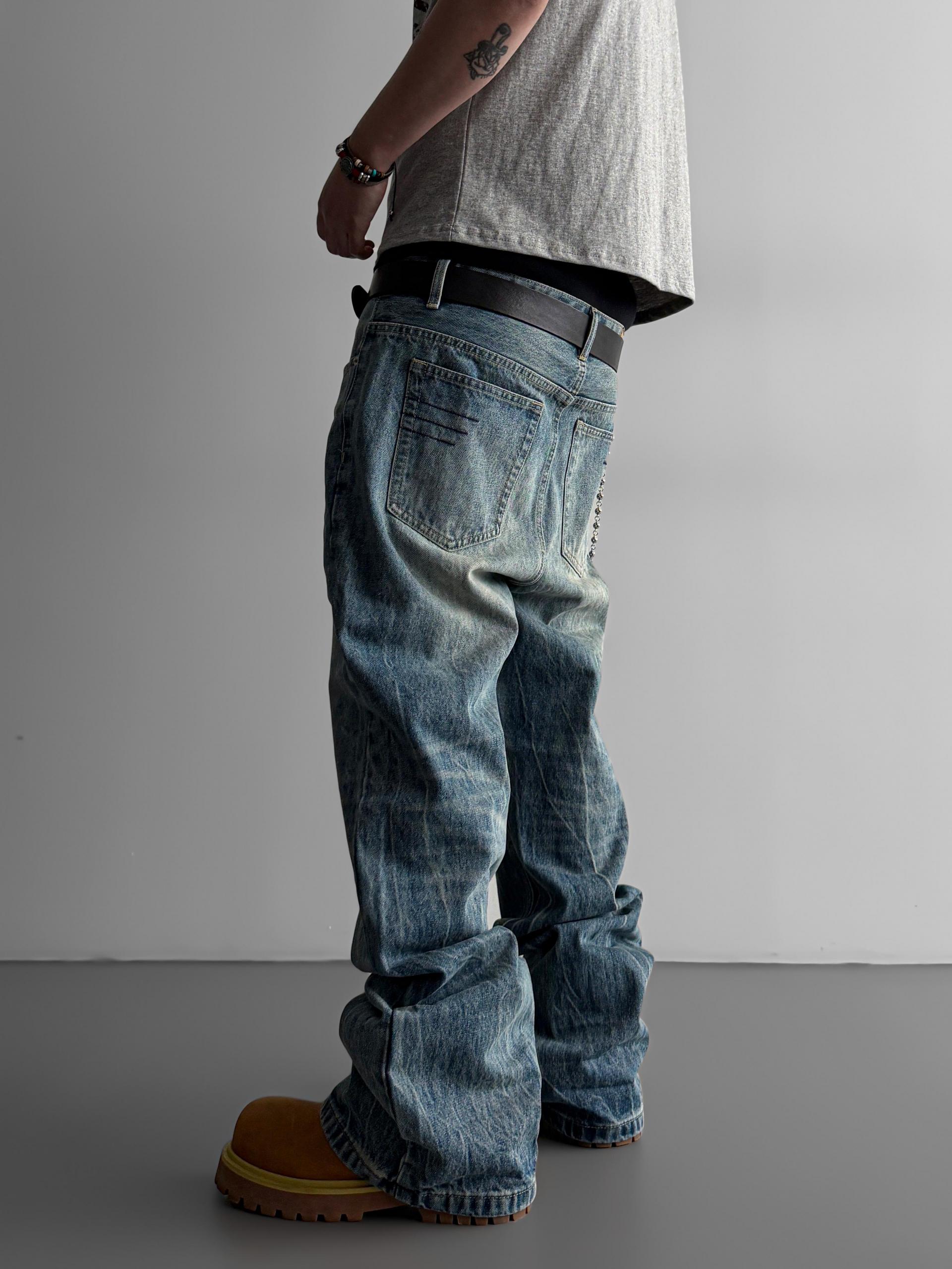 Ashed flare denim pants