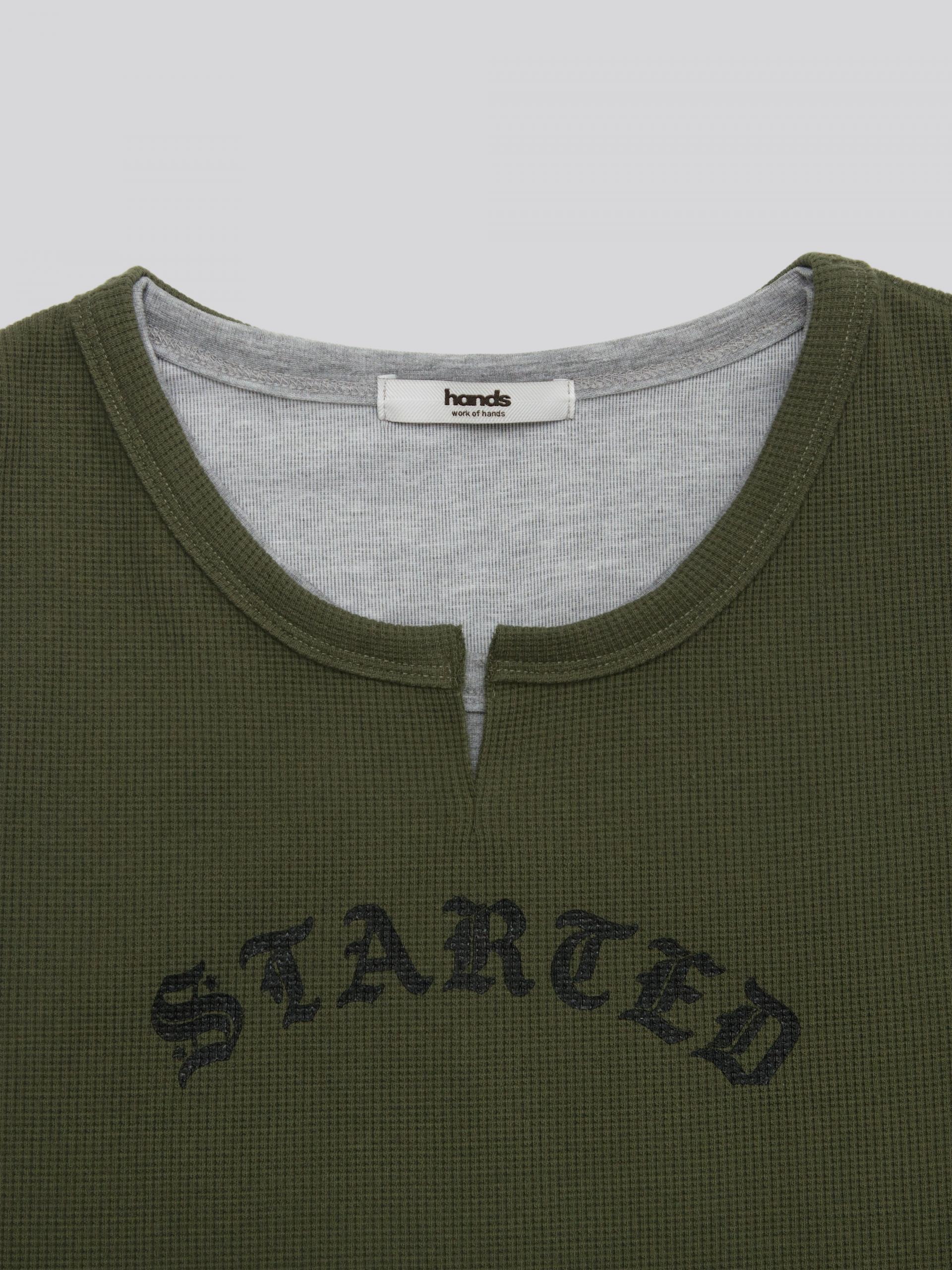 Lettering layer waffle crop sleeveless