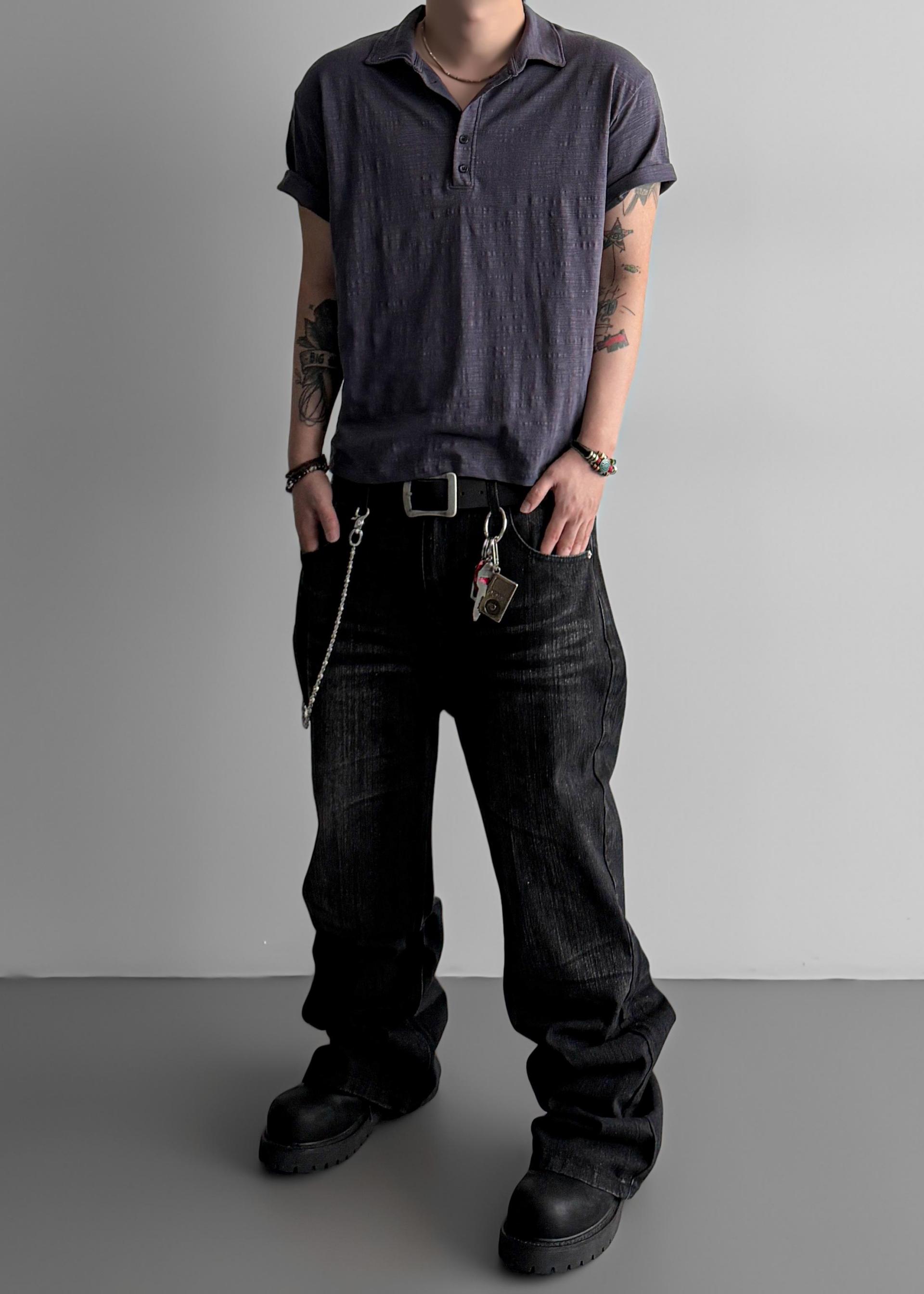 Slub collar half t