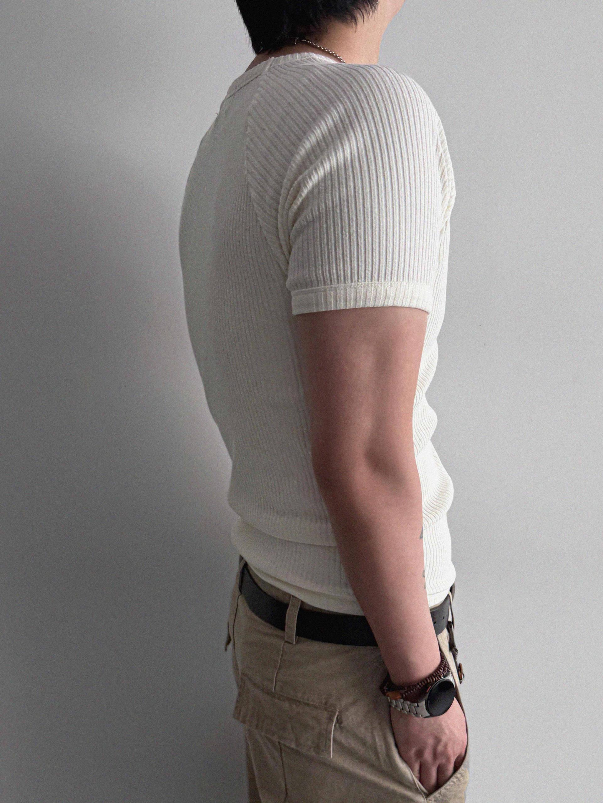 Ribbed raglan muscle half t