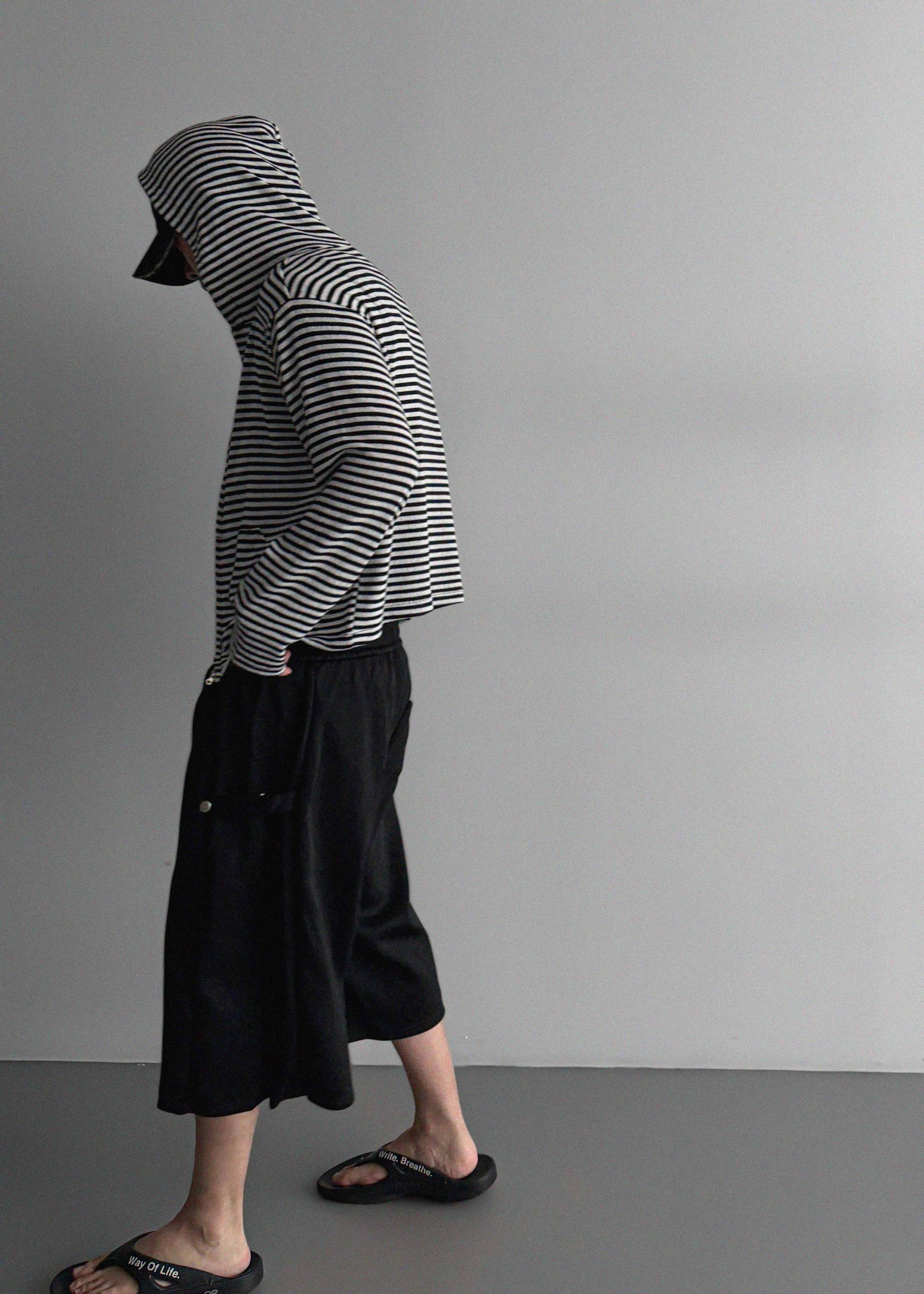 Seide stripe crop hood zip-up