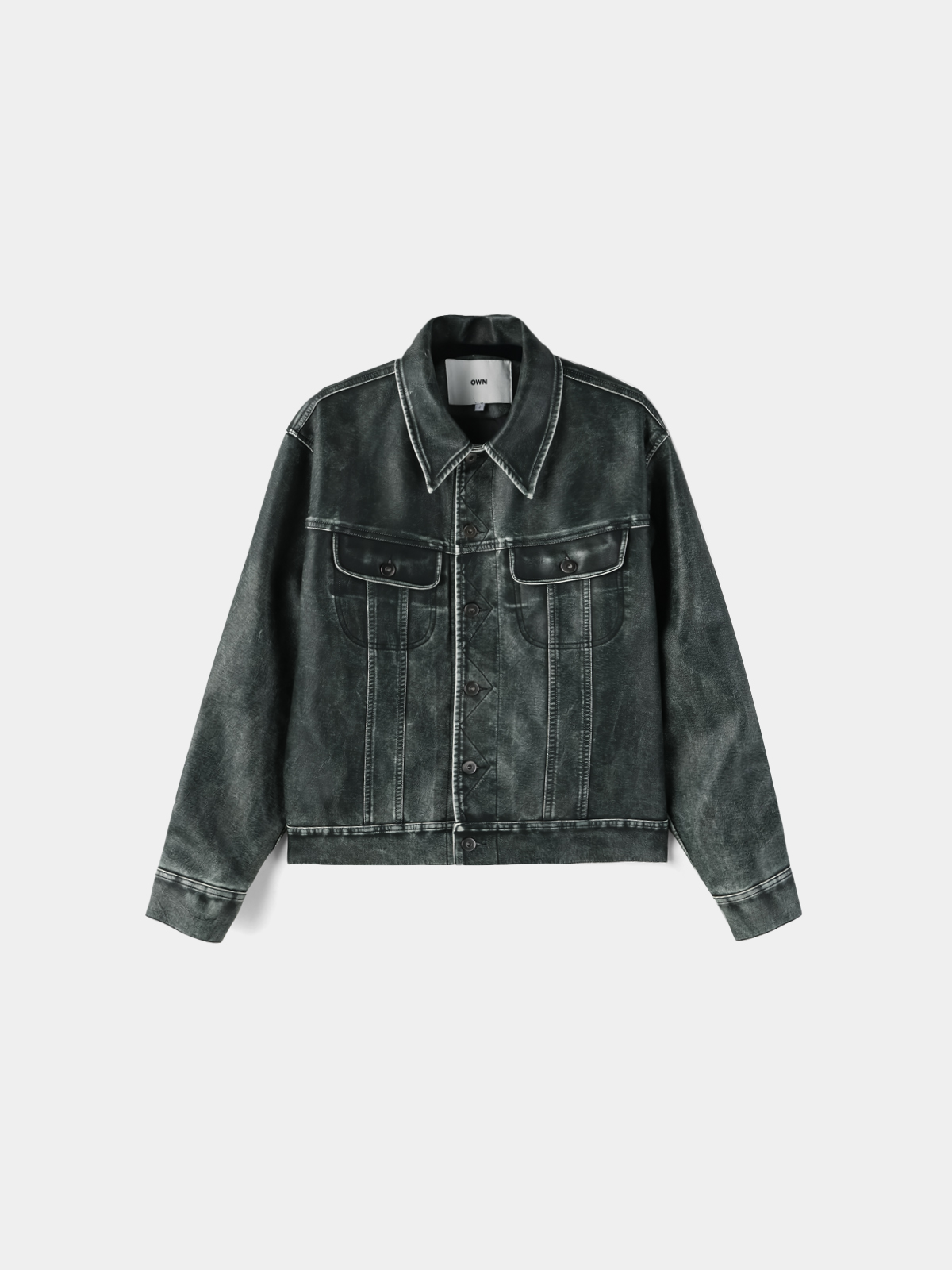 Rex leather trucker crop jacket