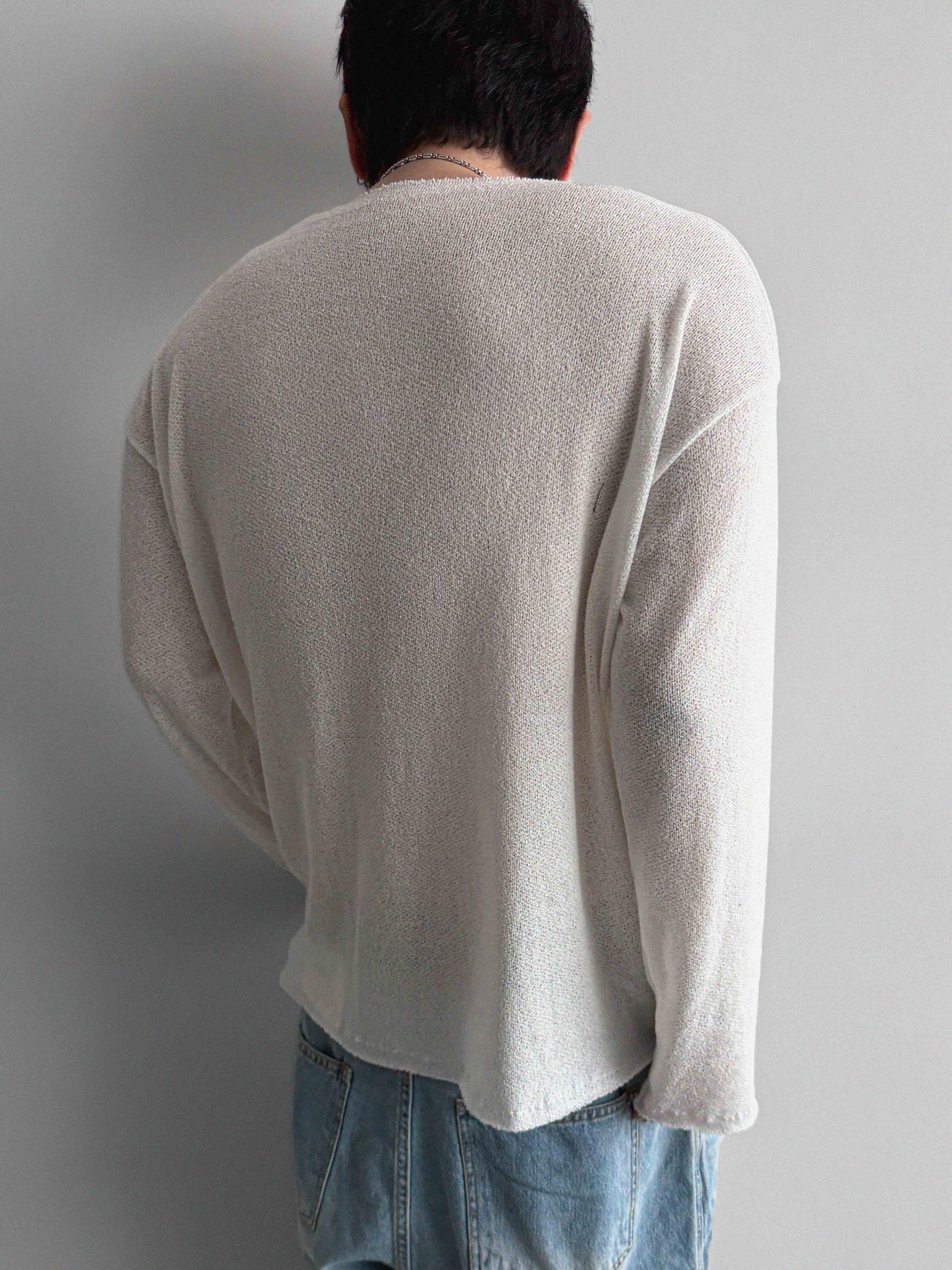 Linen v neck cut out knit