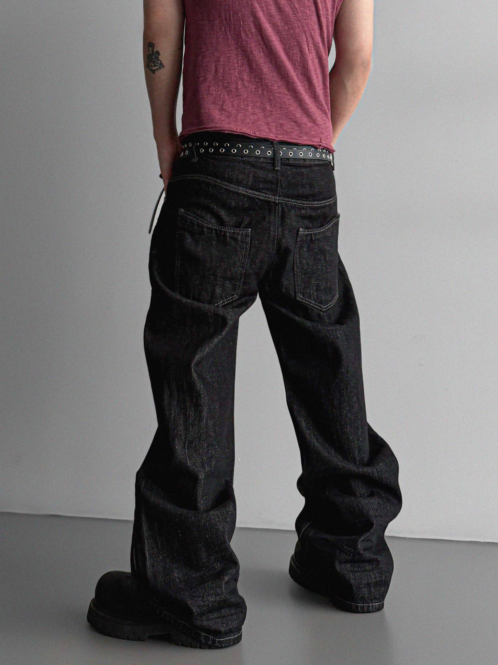 Embossed non-faded denim pants