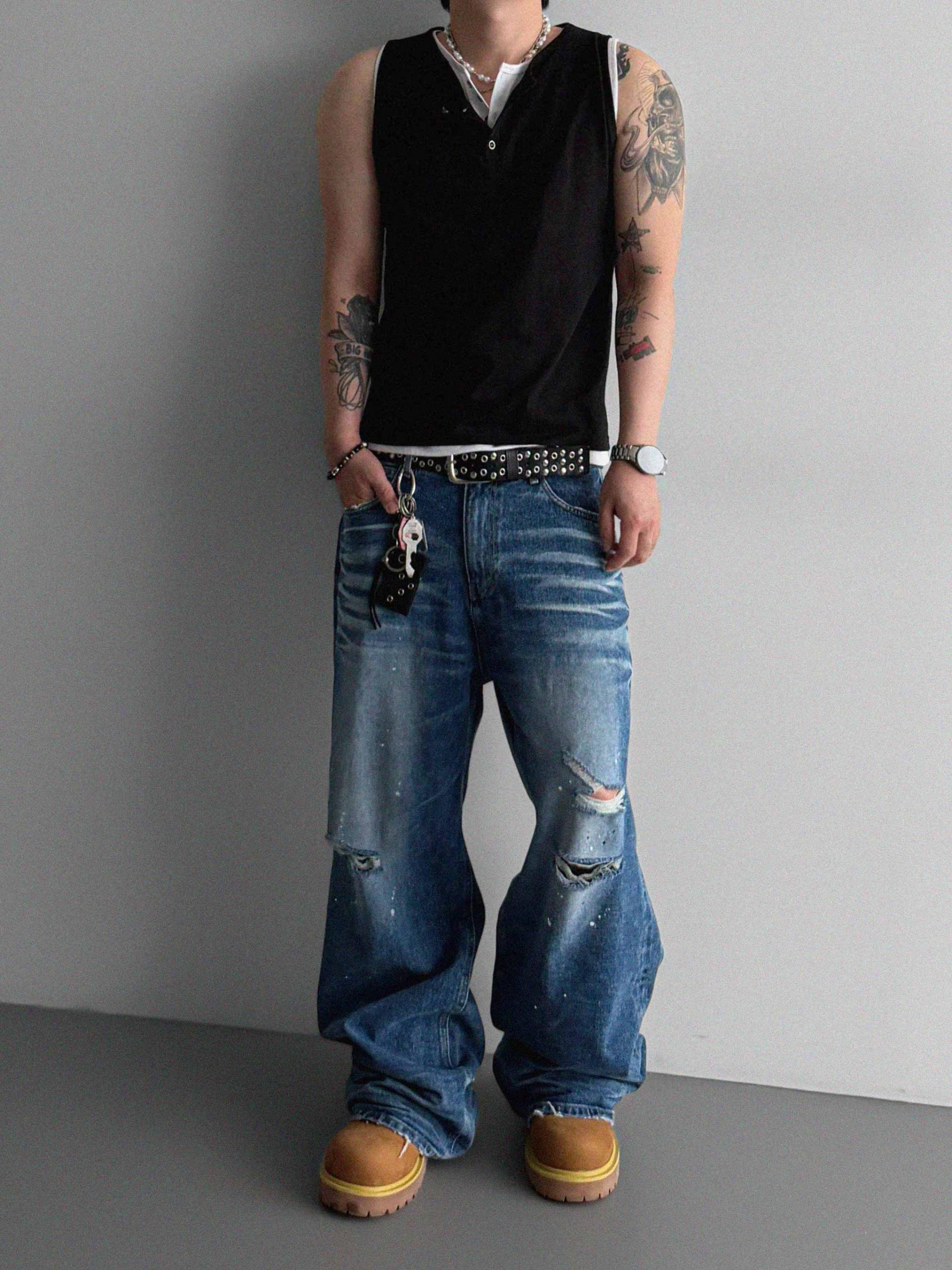 Ver-embo vintage denim pants