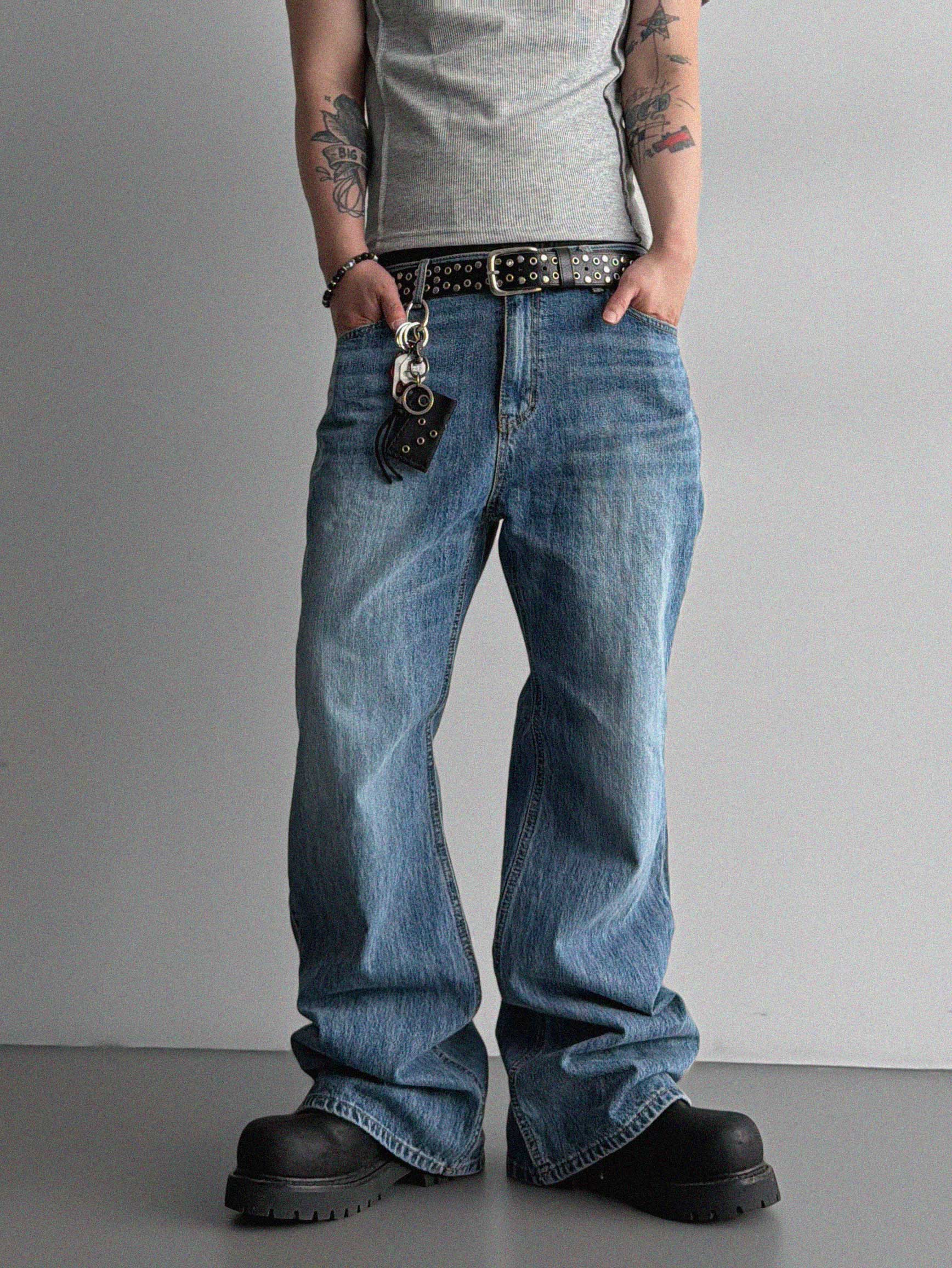 Graysh blue flared jeans