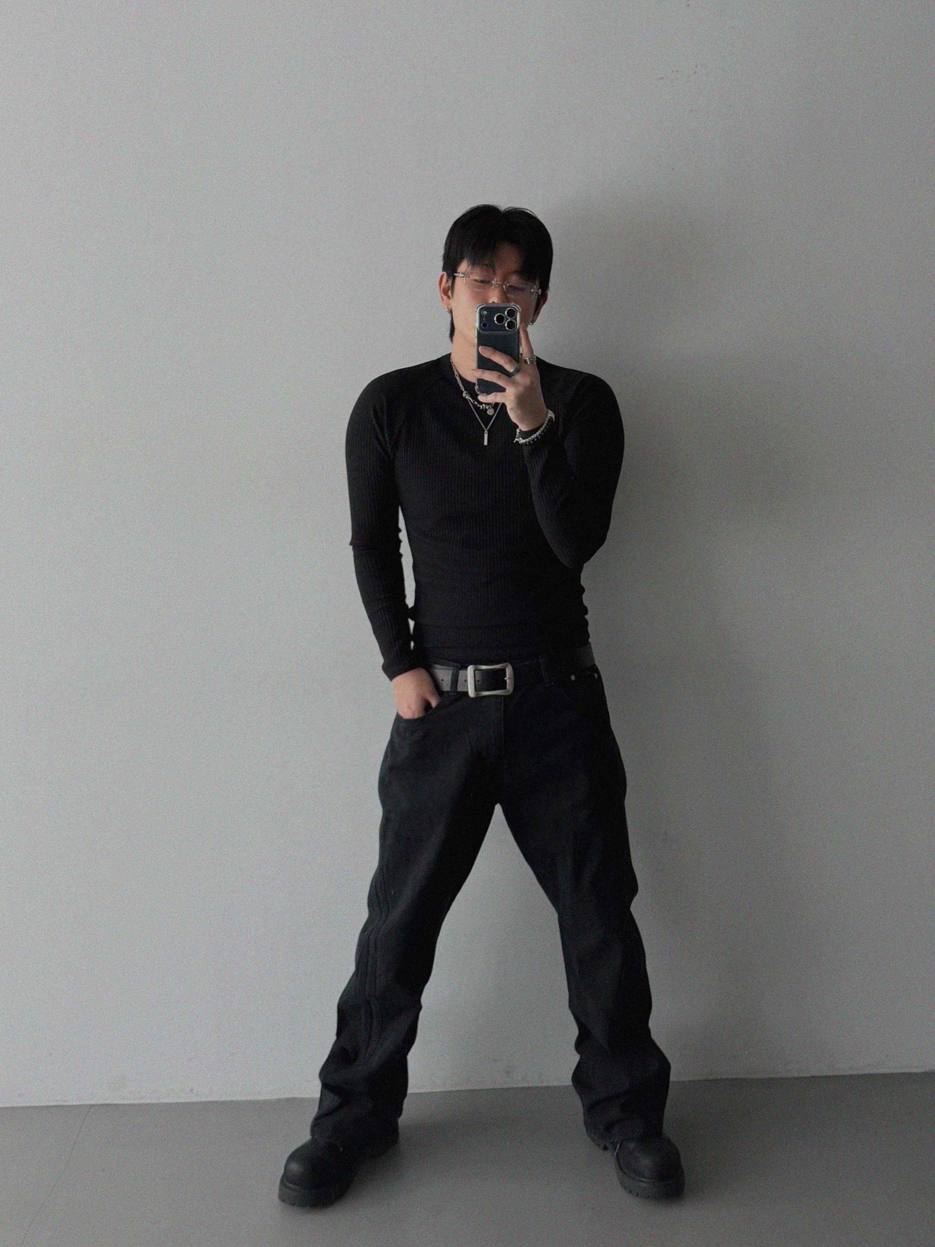 FW Double pocket curved flare pants