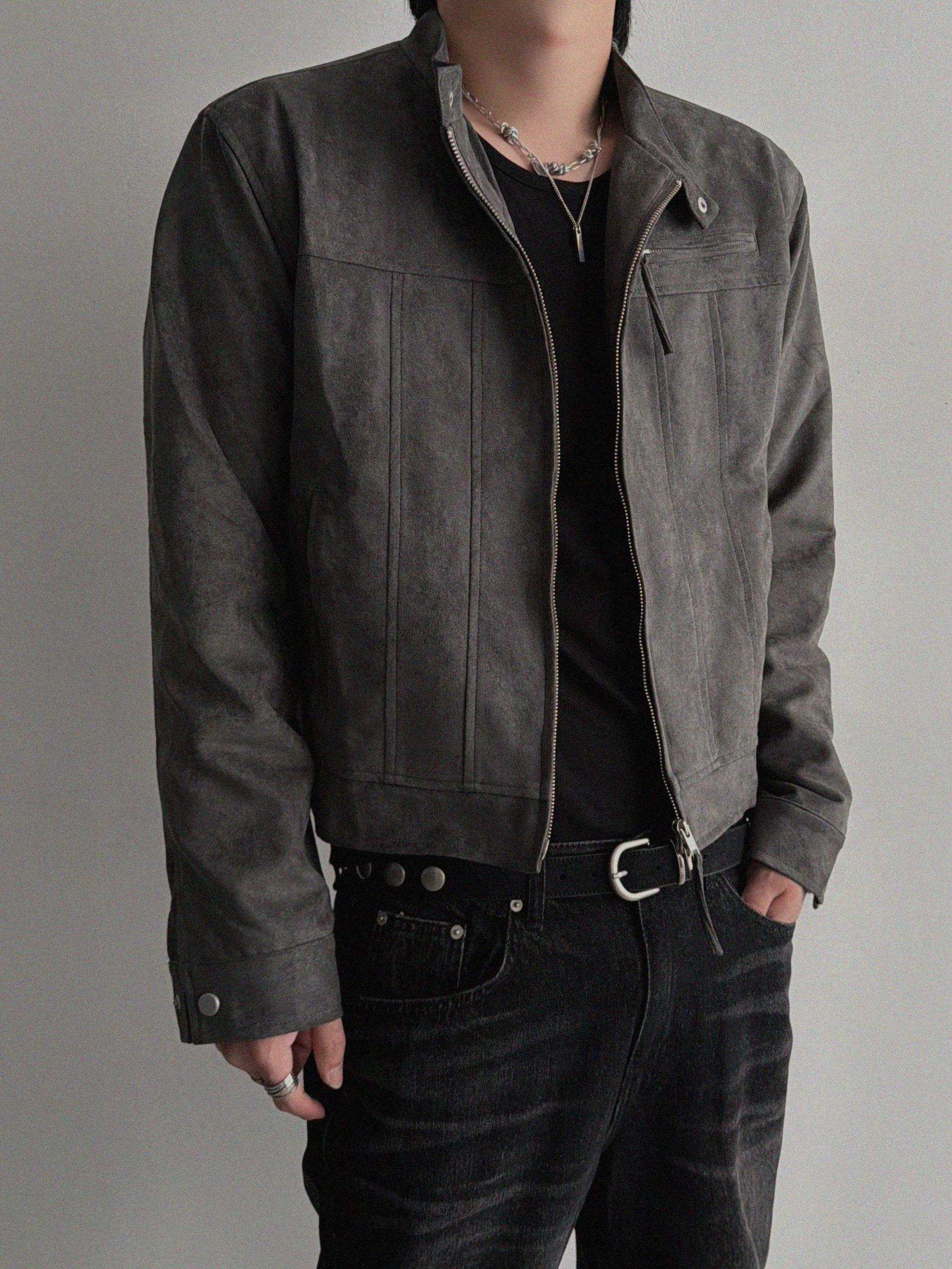 Lemans biker suede crop jacket