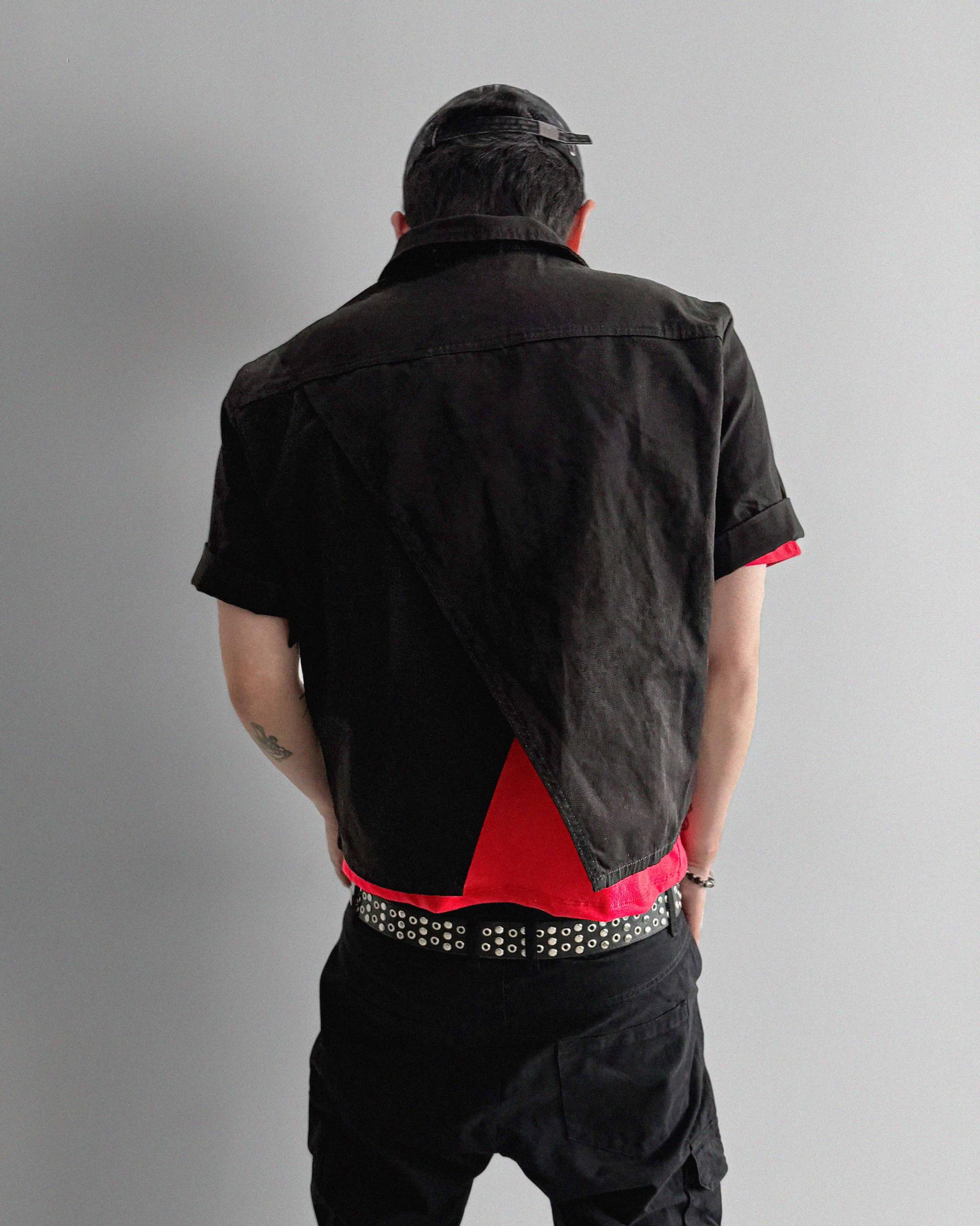 Slash denim half jacket