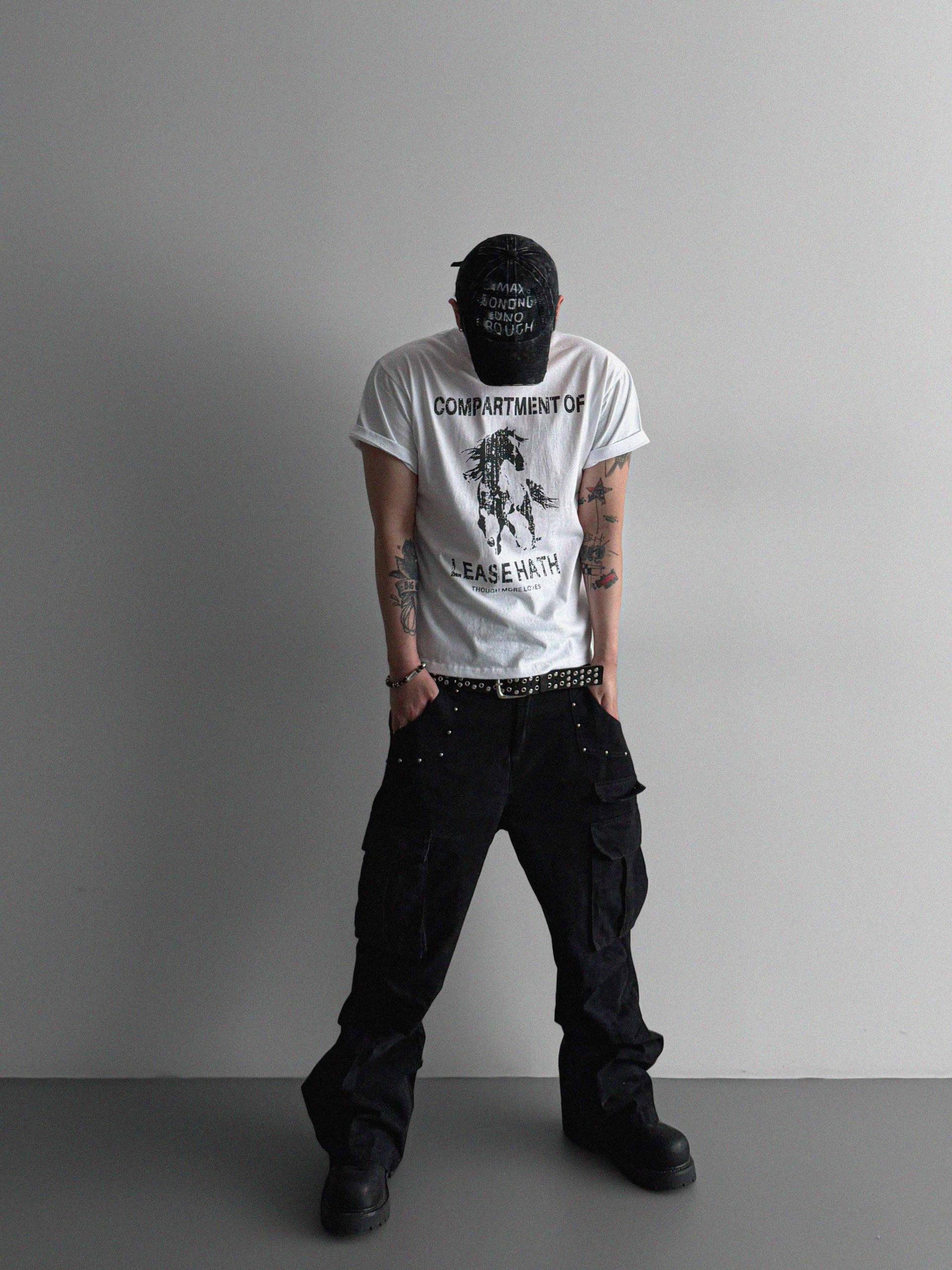 Dying stud cargo flared pants