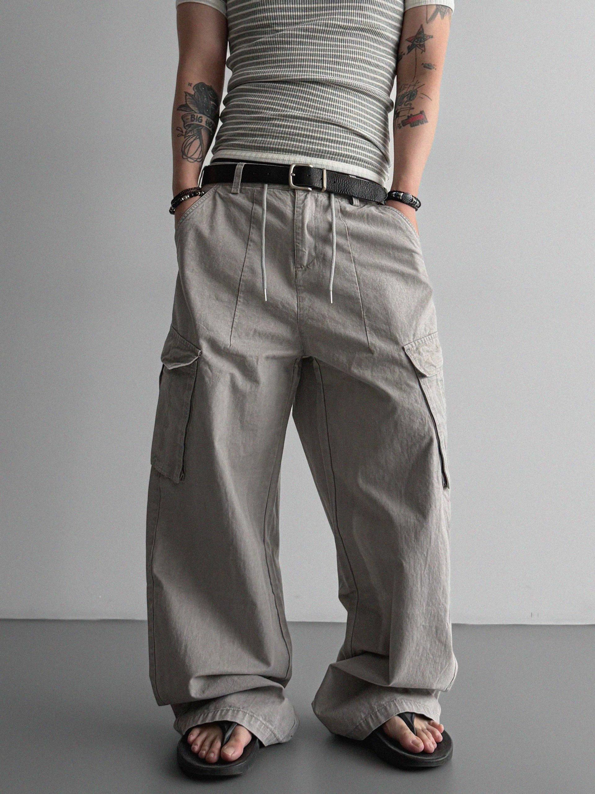 Dyed ripstop cargo curved pants