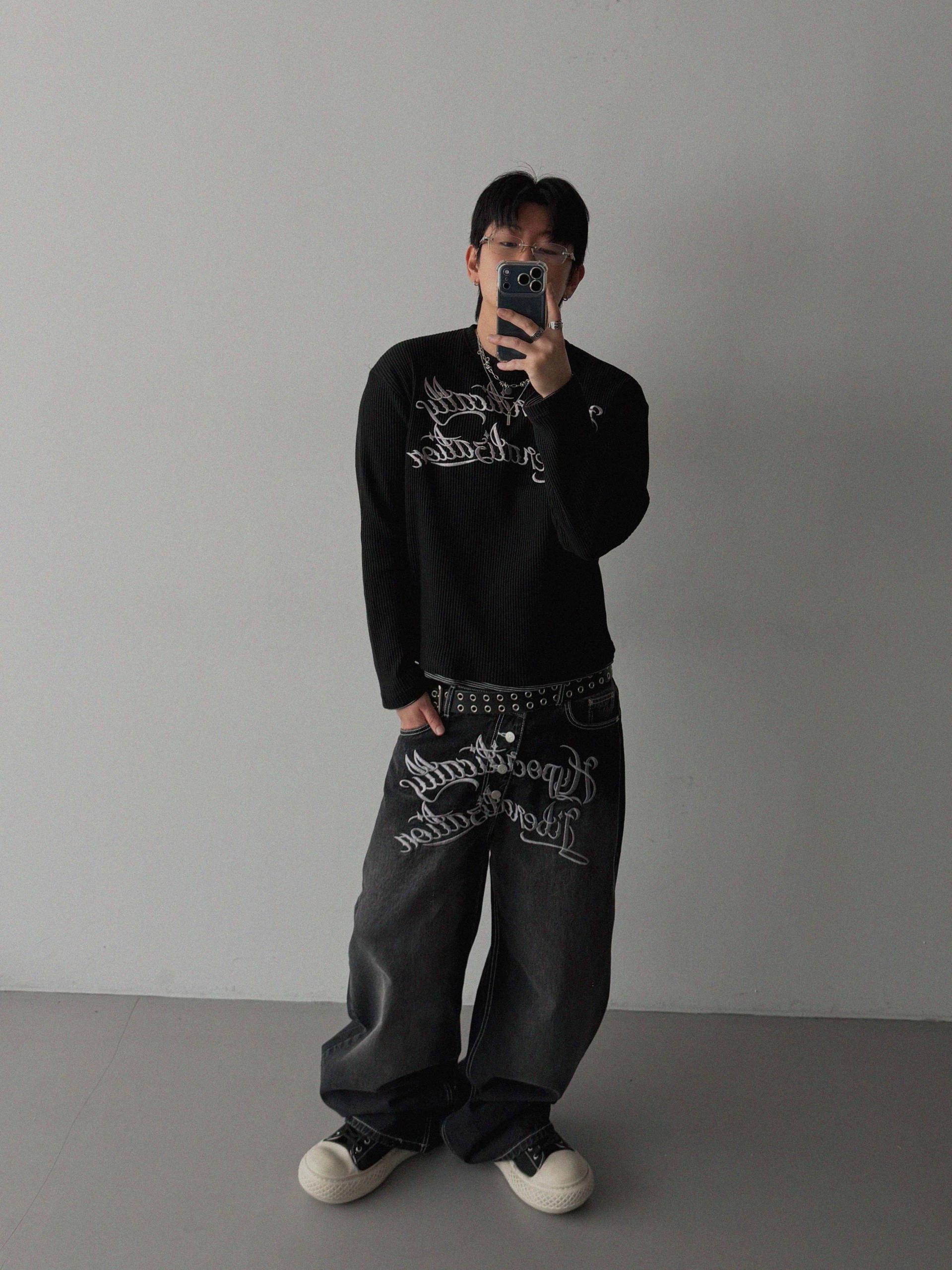 Libera embroidered denim pants