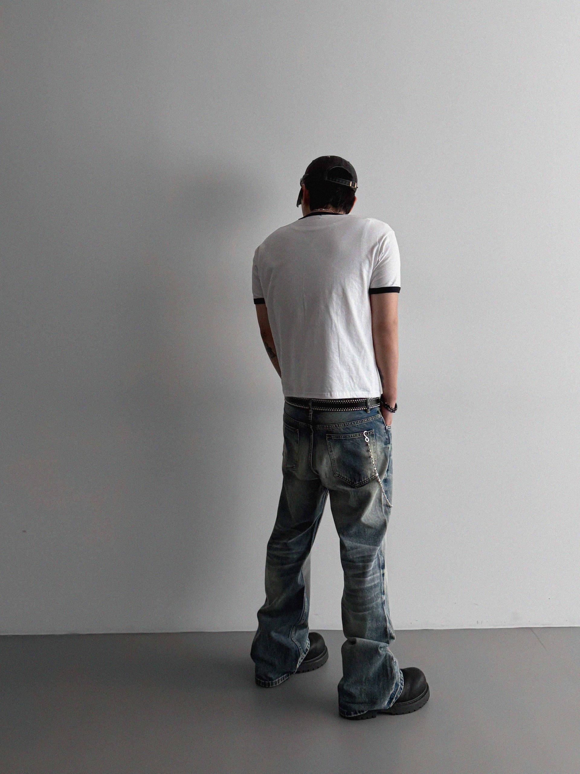 Mobe sand flare denim pants