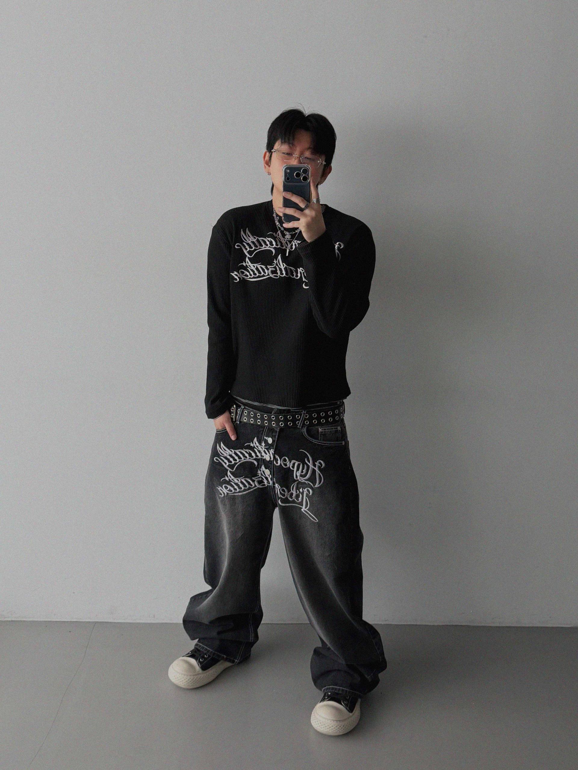 Libera embroidered denim pants
