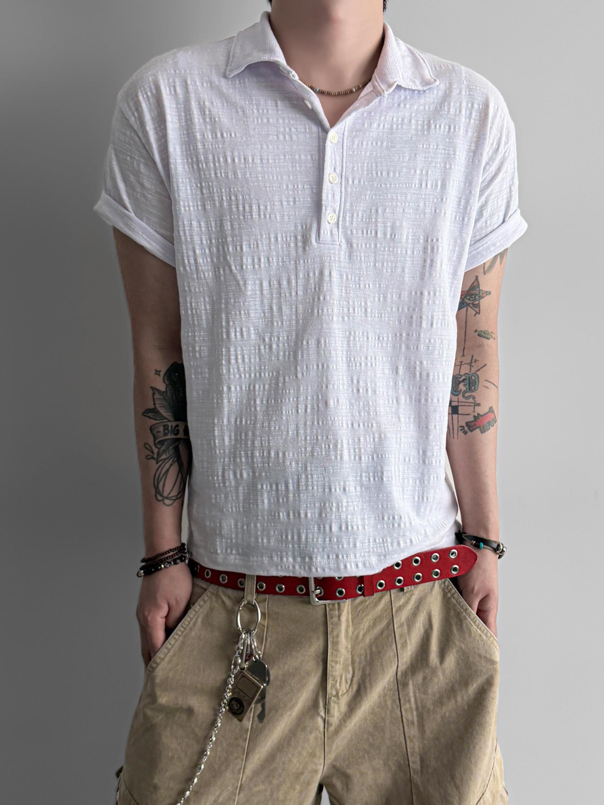 Slub collar half t
