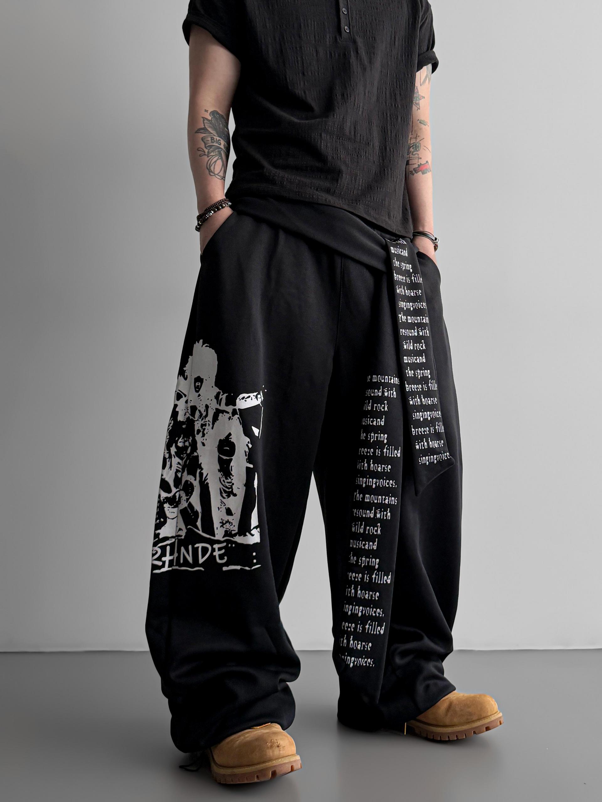 Lettering graphic strap sweat pants