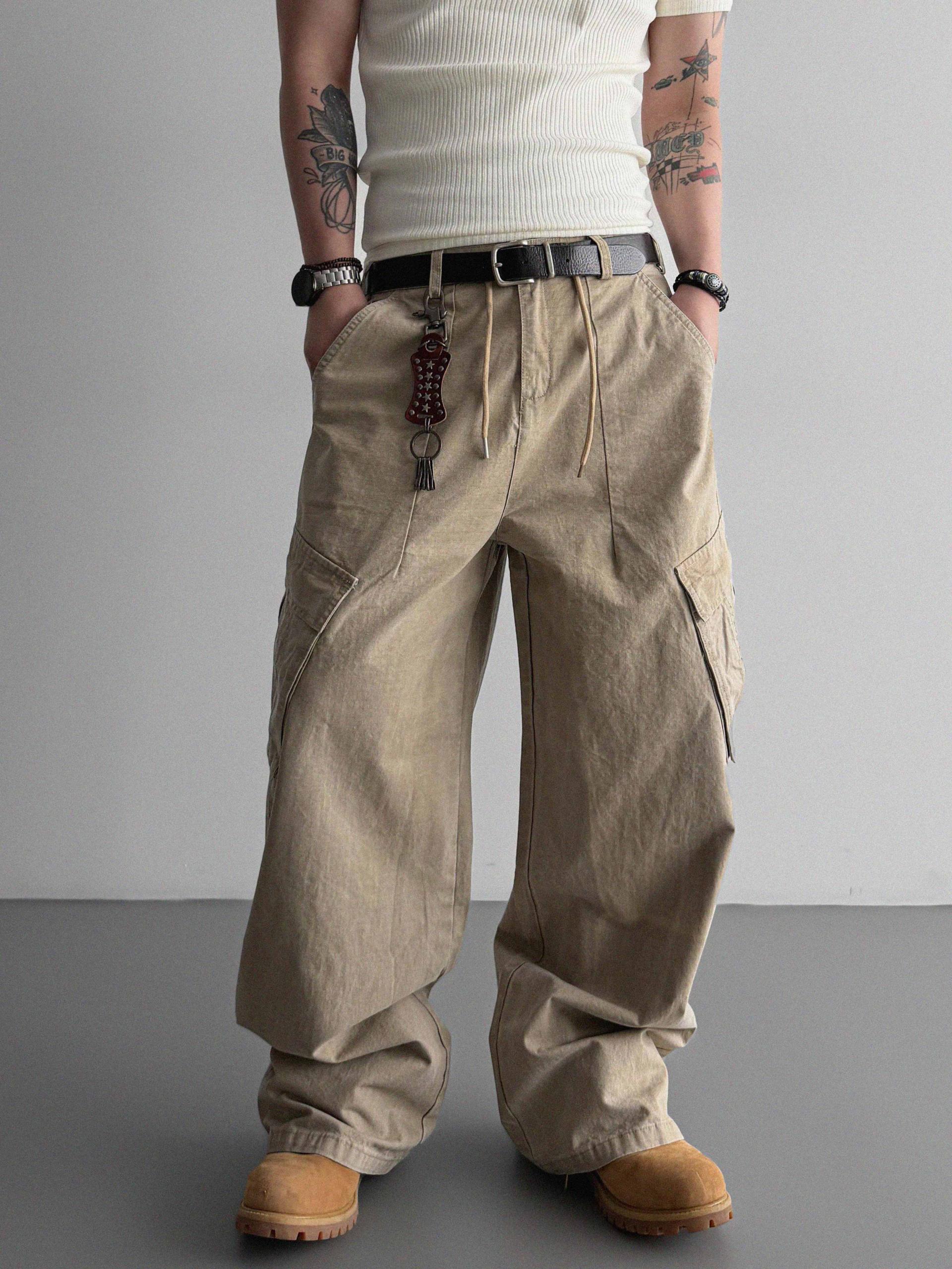 Dyed ripstop cargo curved pants