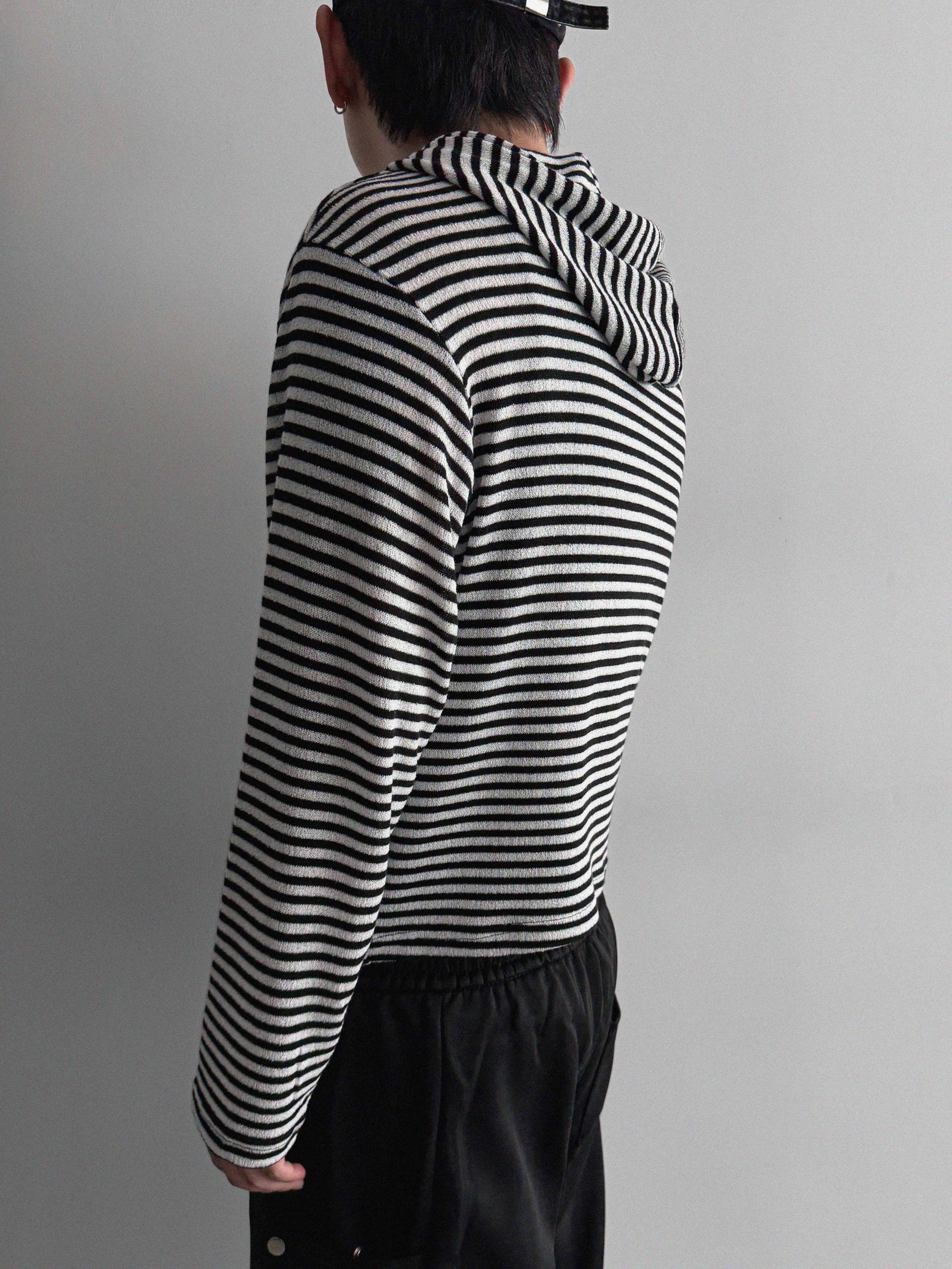 Seide stripe crop hood zip-up