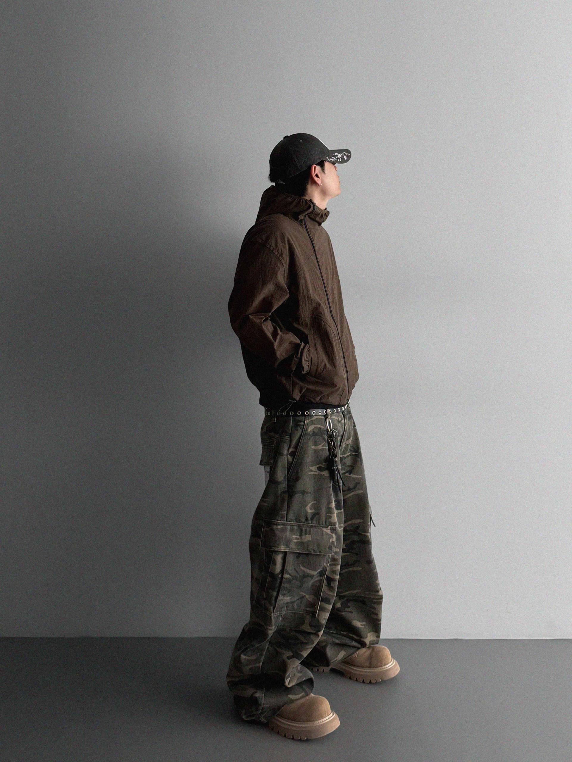 Summer diagonal zipper hood jacket