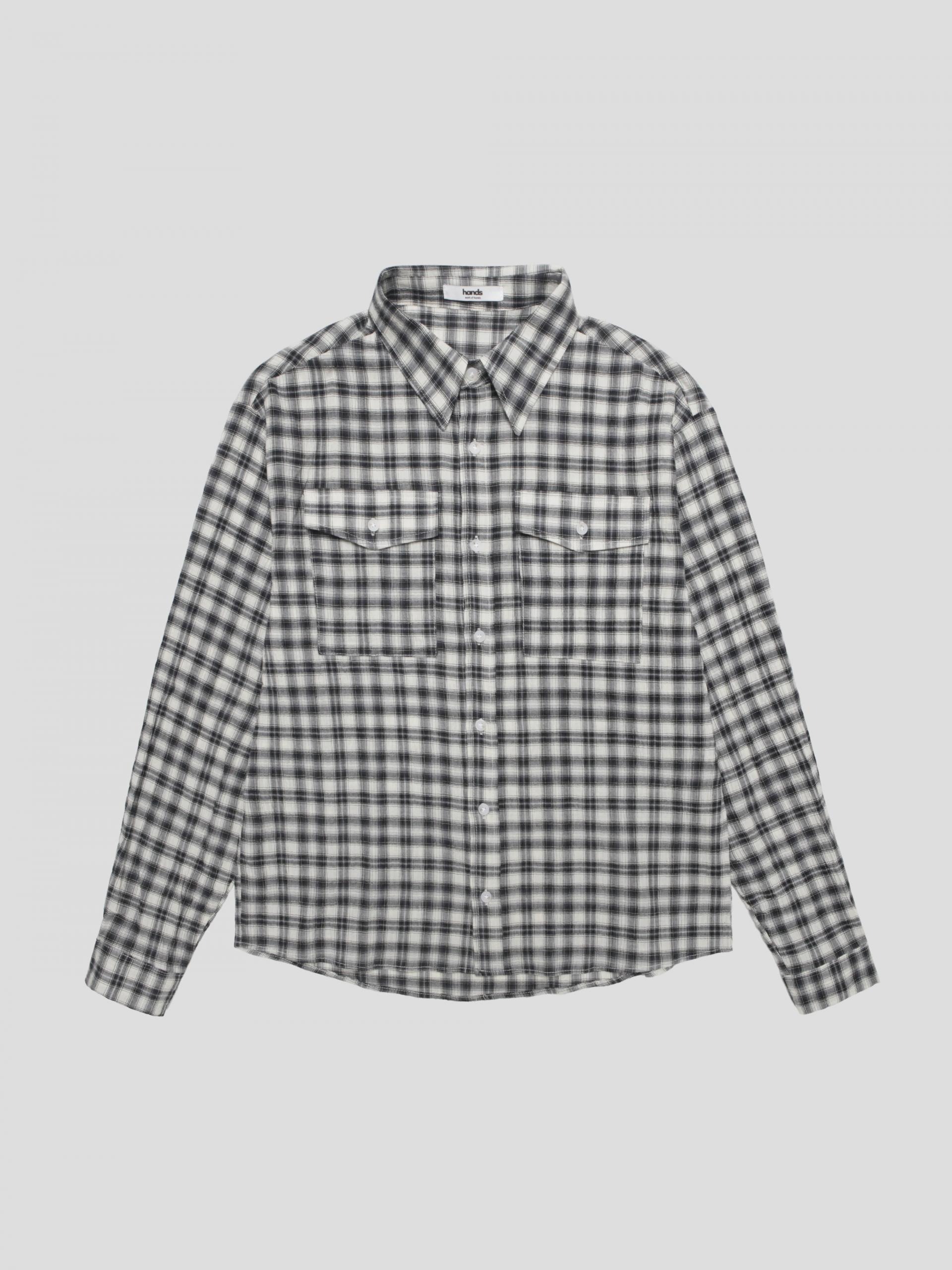 Linen two pocket crop check shirt