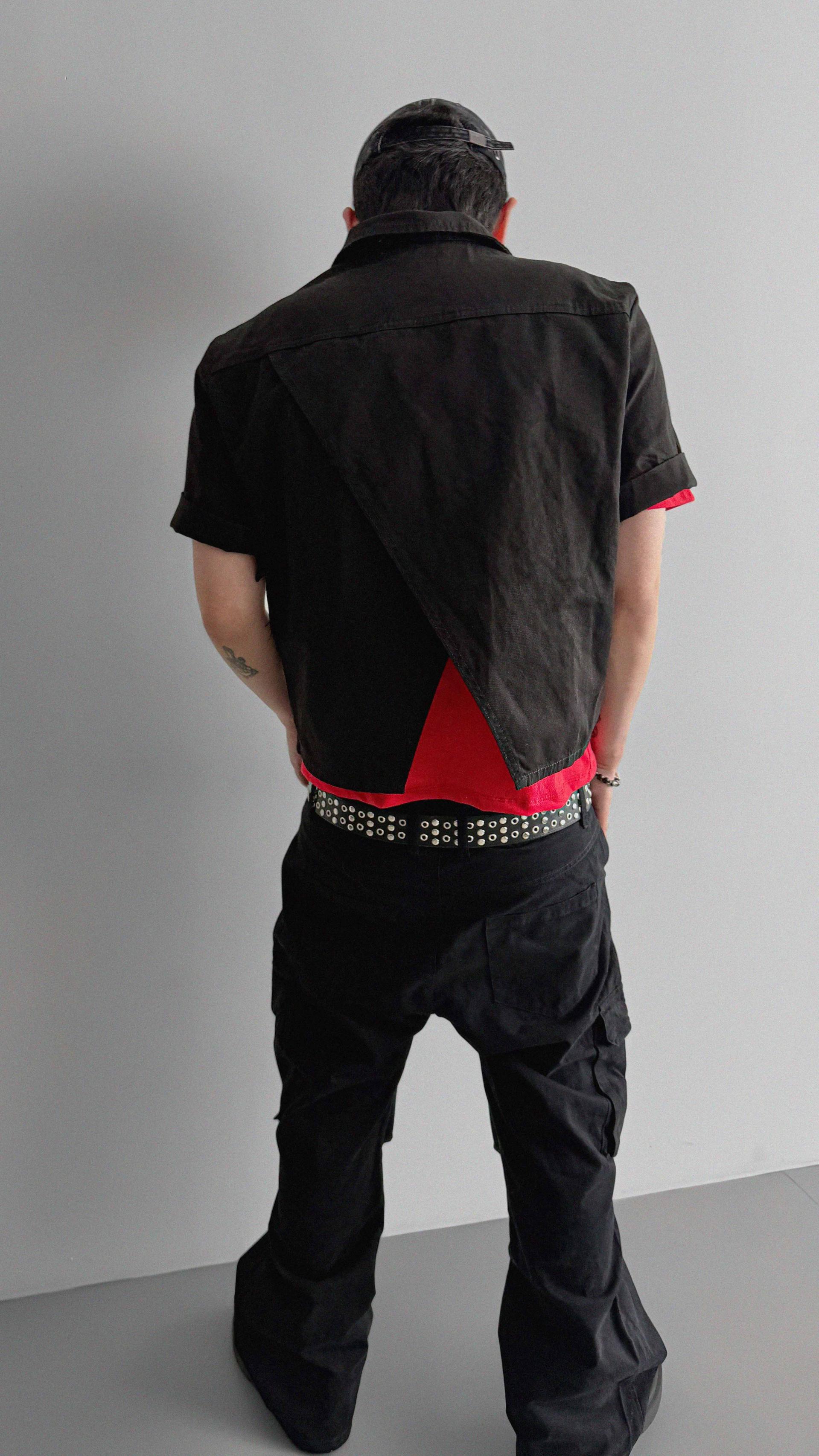 Slash denim half jacket