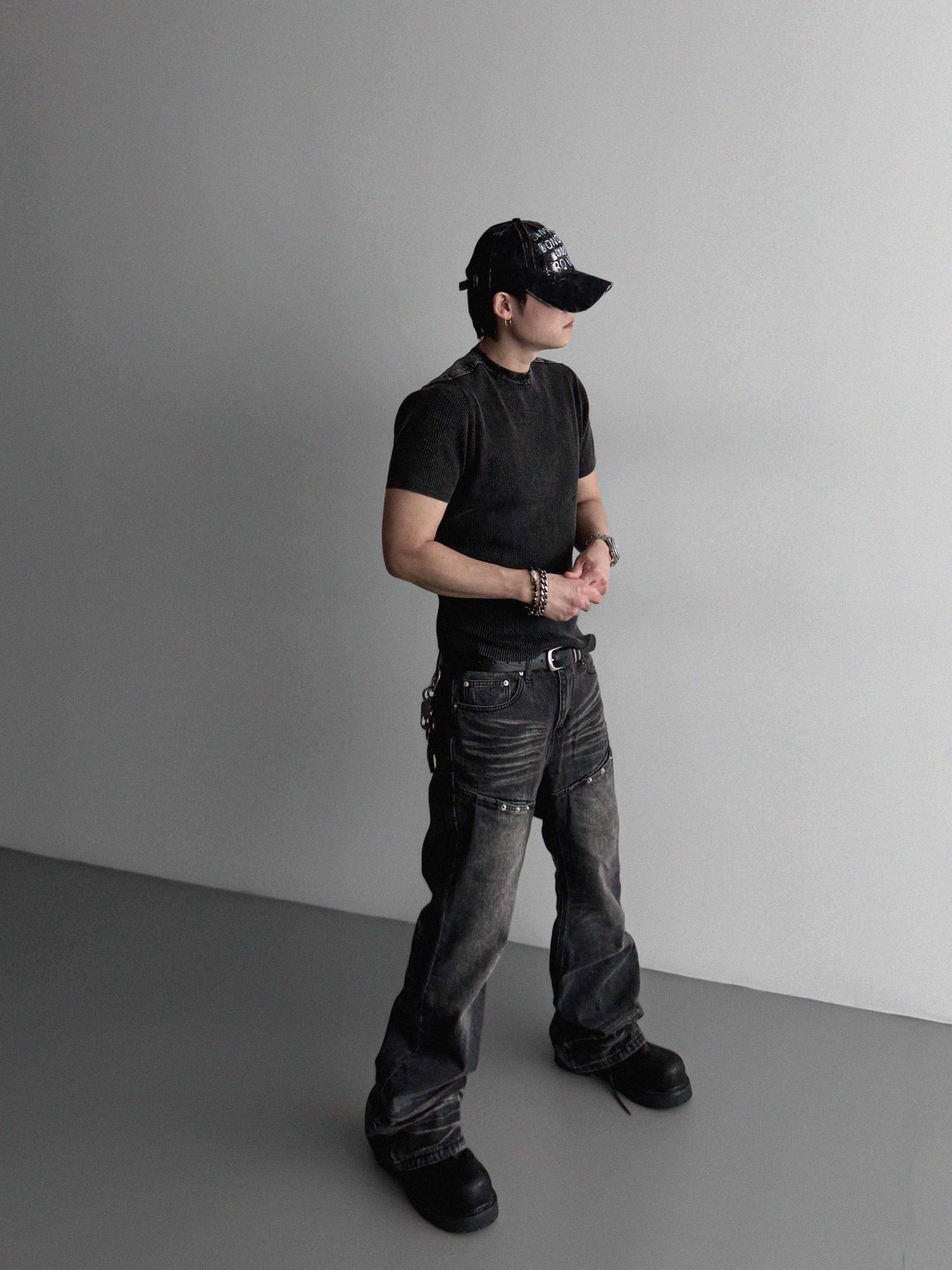 Pigment panel slim half knit
