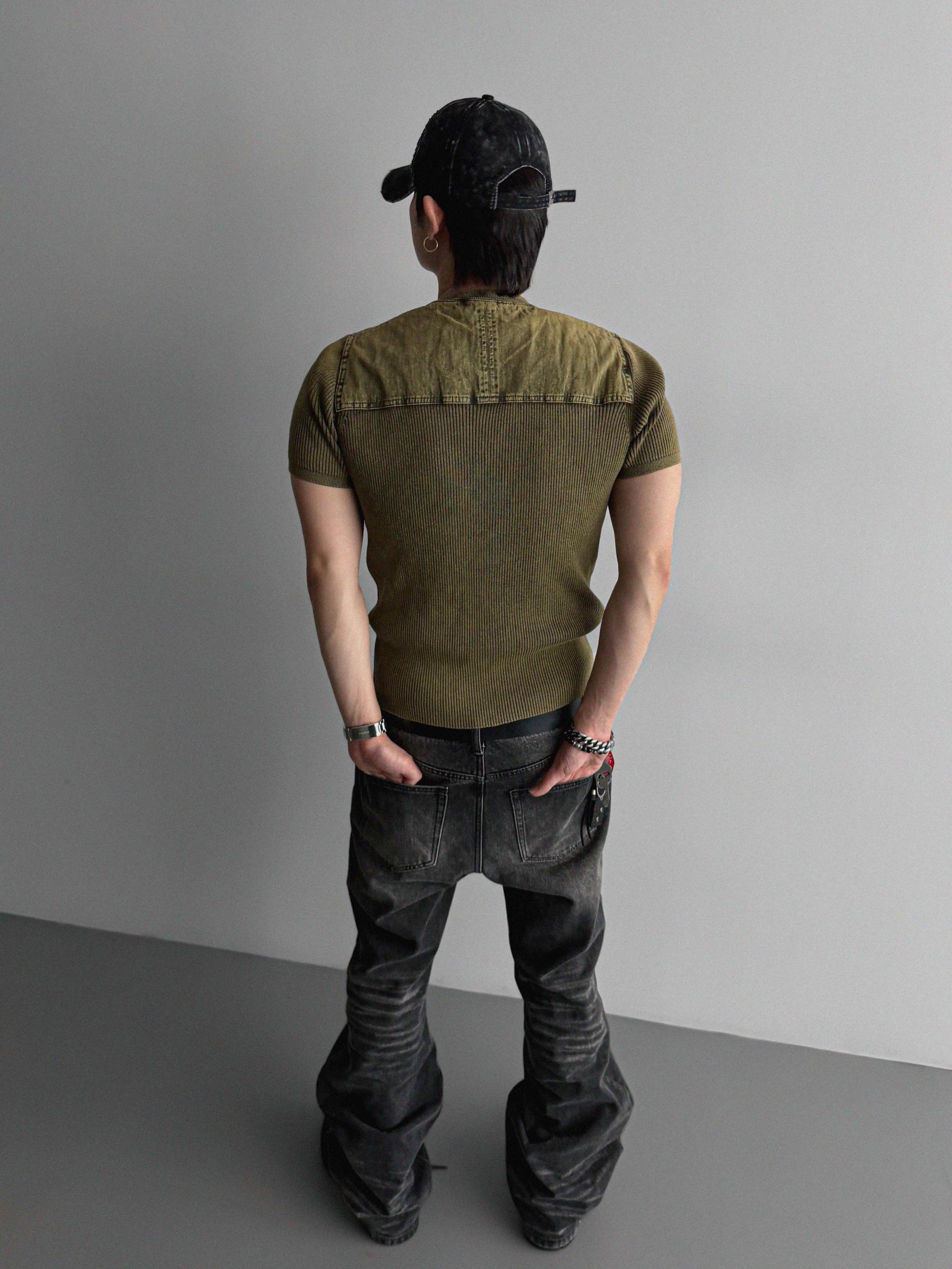 Pigment panel slim half knit