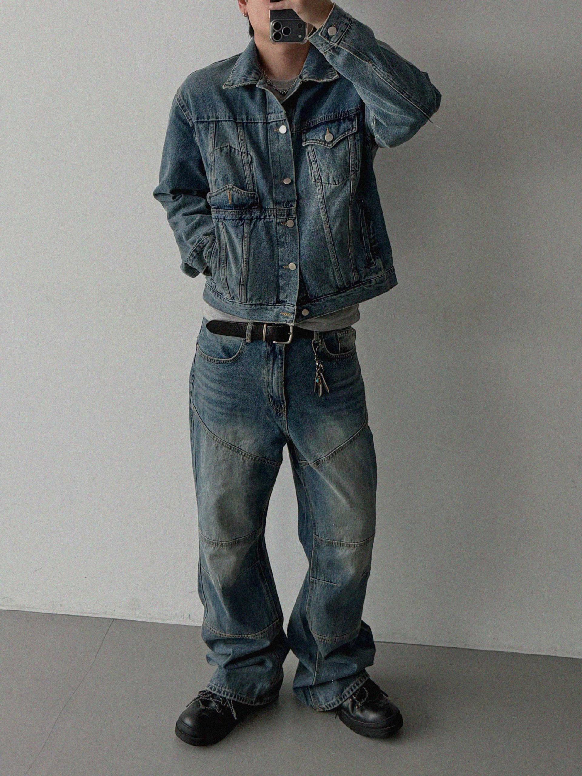 Mabel panel biker flare denim pants