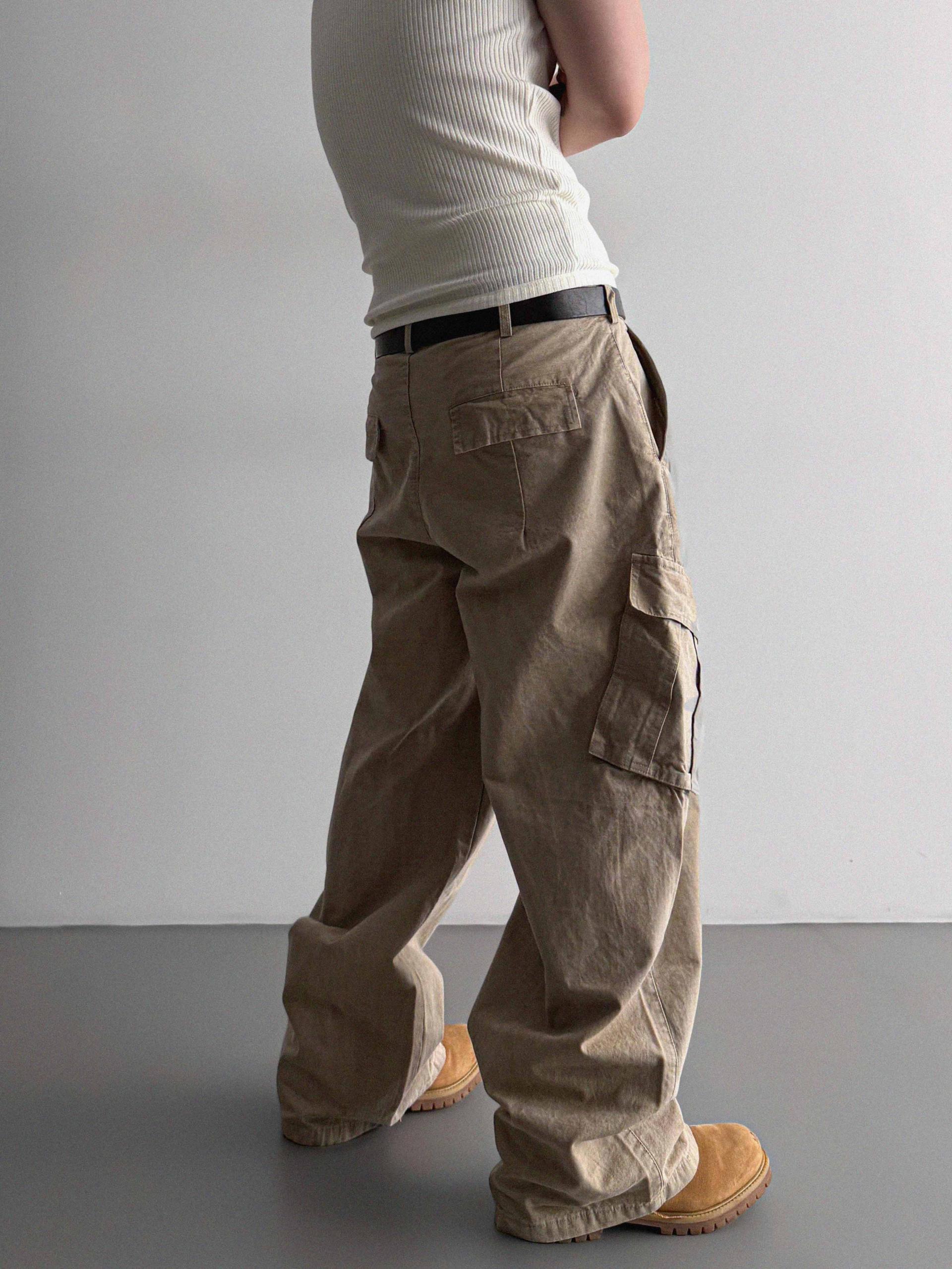 Dyed ripstop cargo curved pants