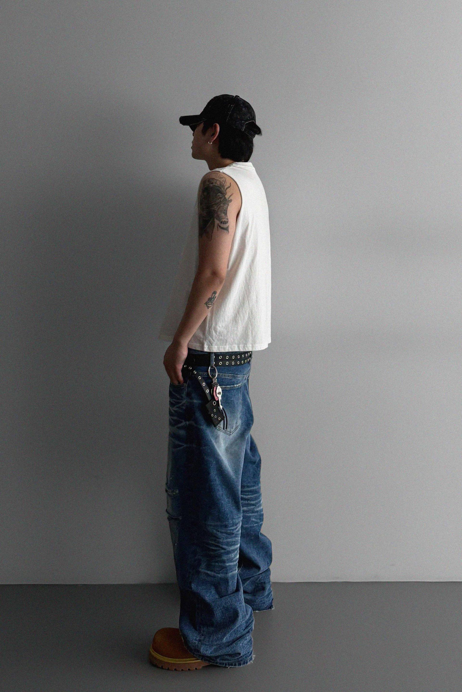Ver-embo vintage denim pants