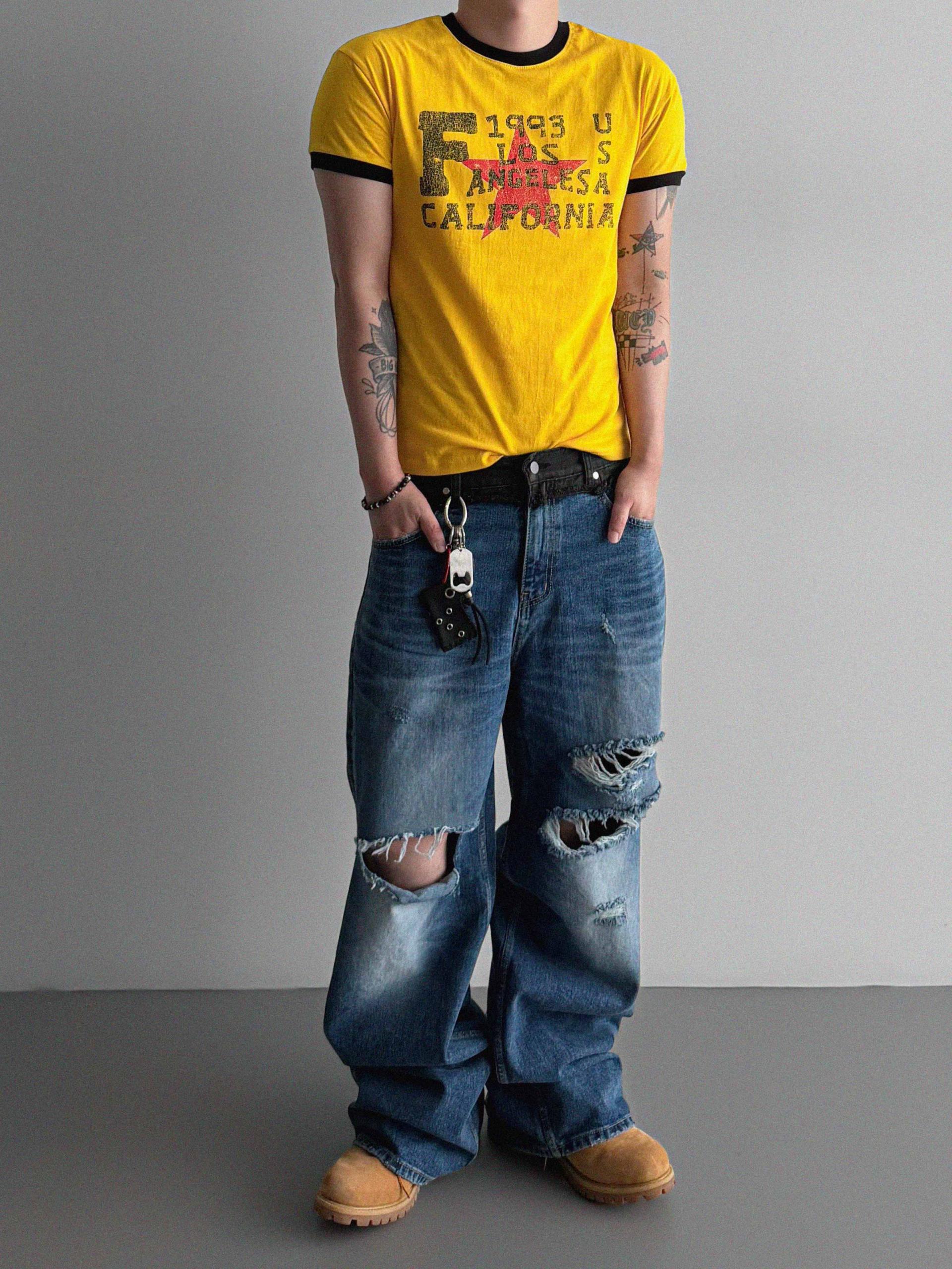 Retro star muscle ringer half t