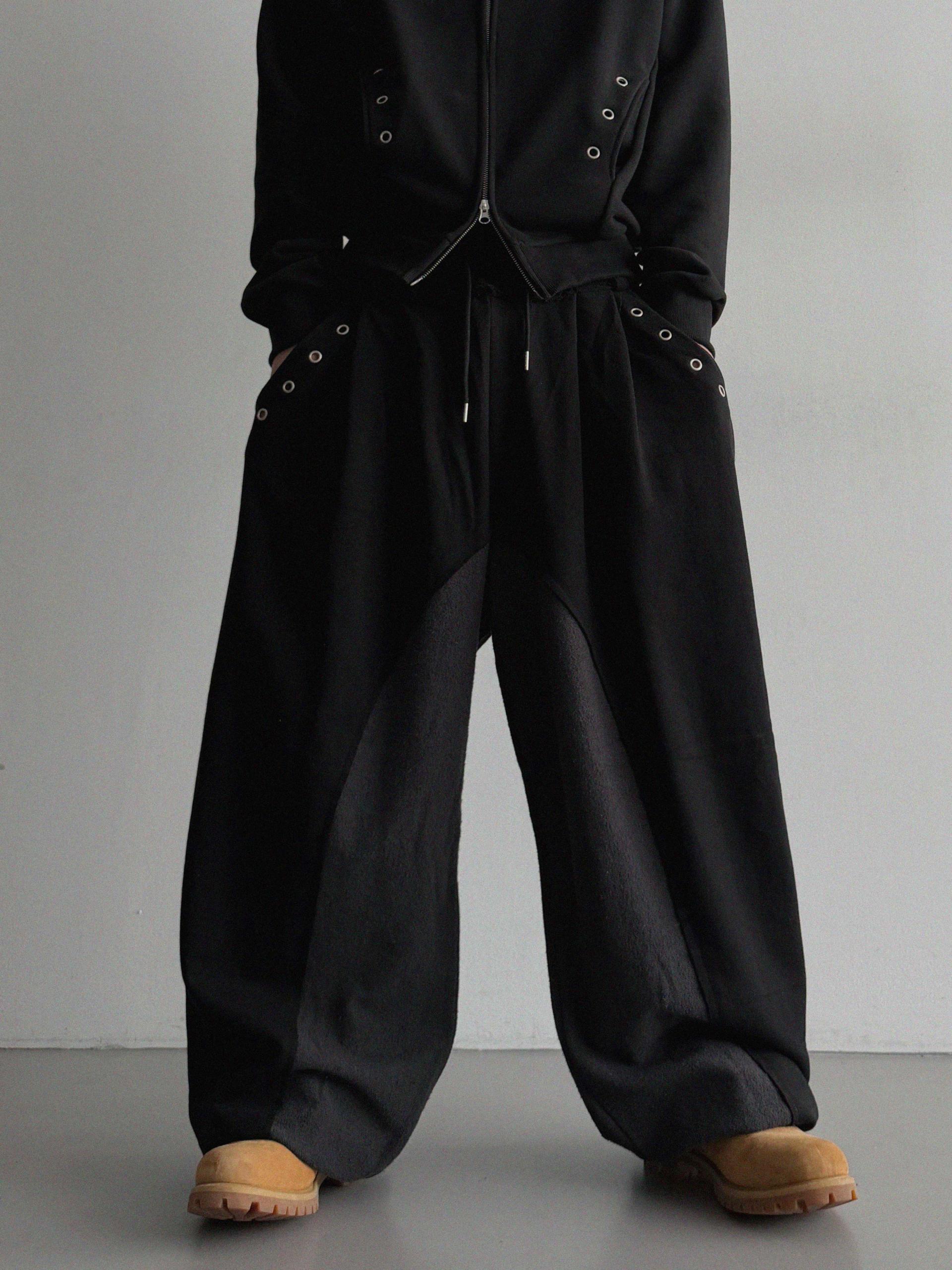 Color blocked eyelet wide sweat pants